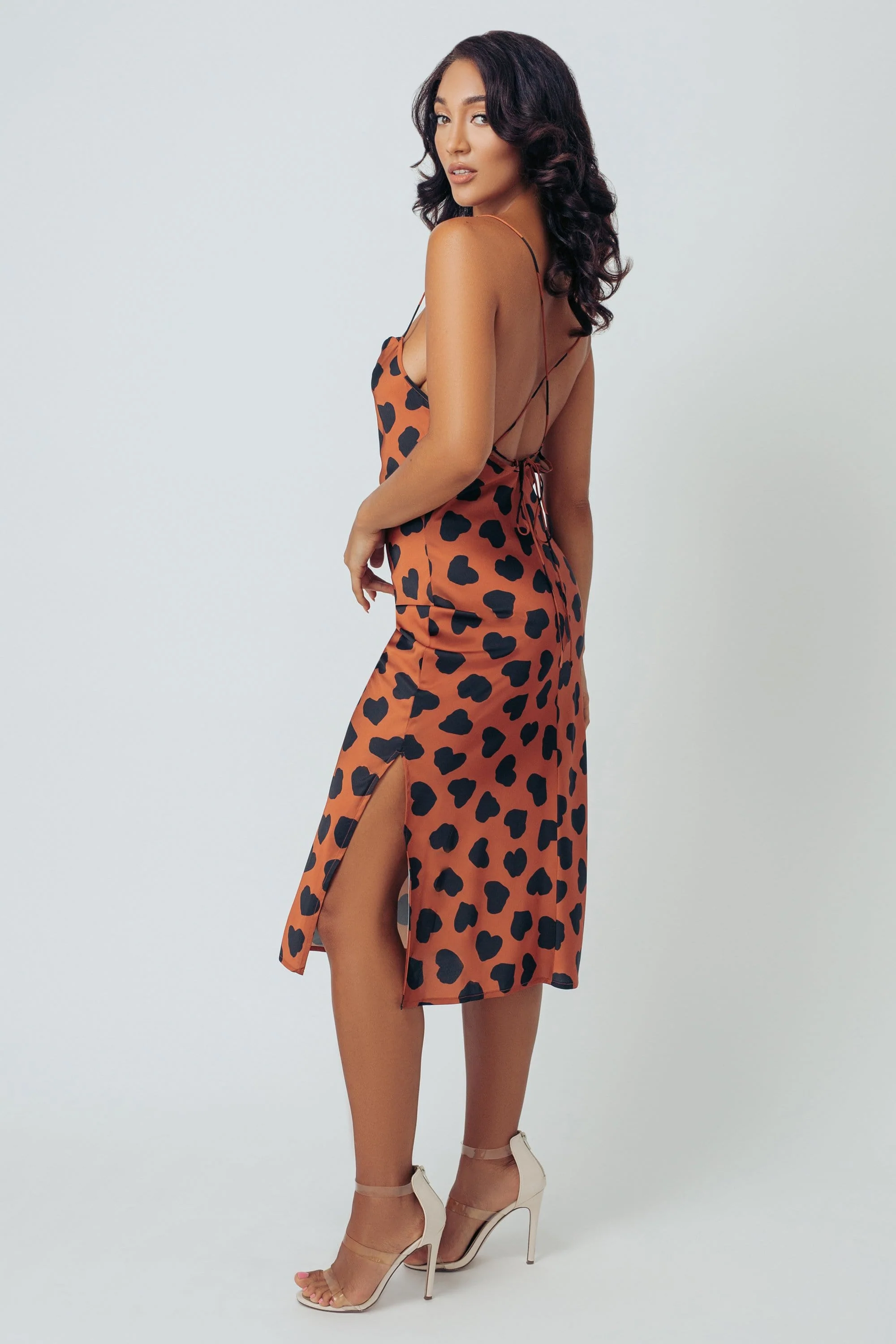 Kilo Brava Heart Satin Cowl Midi Slip Dress - Image 2