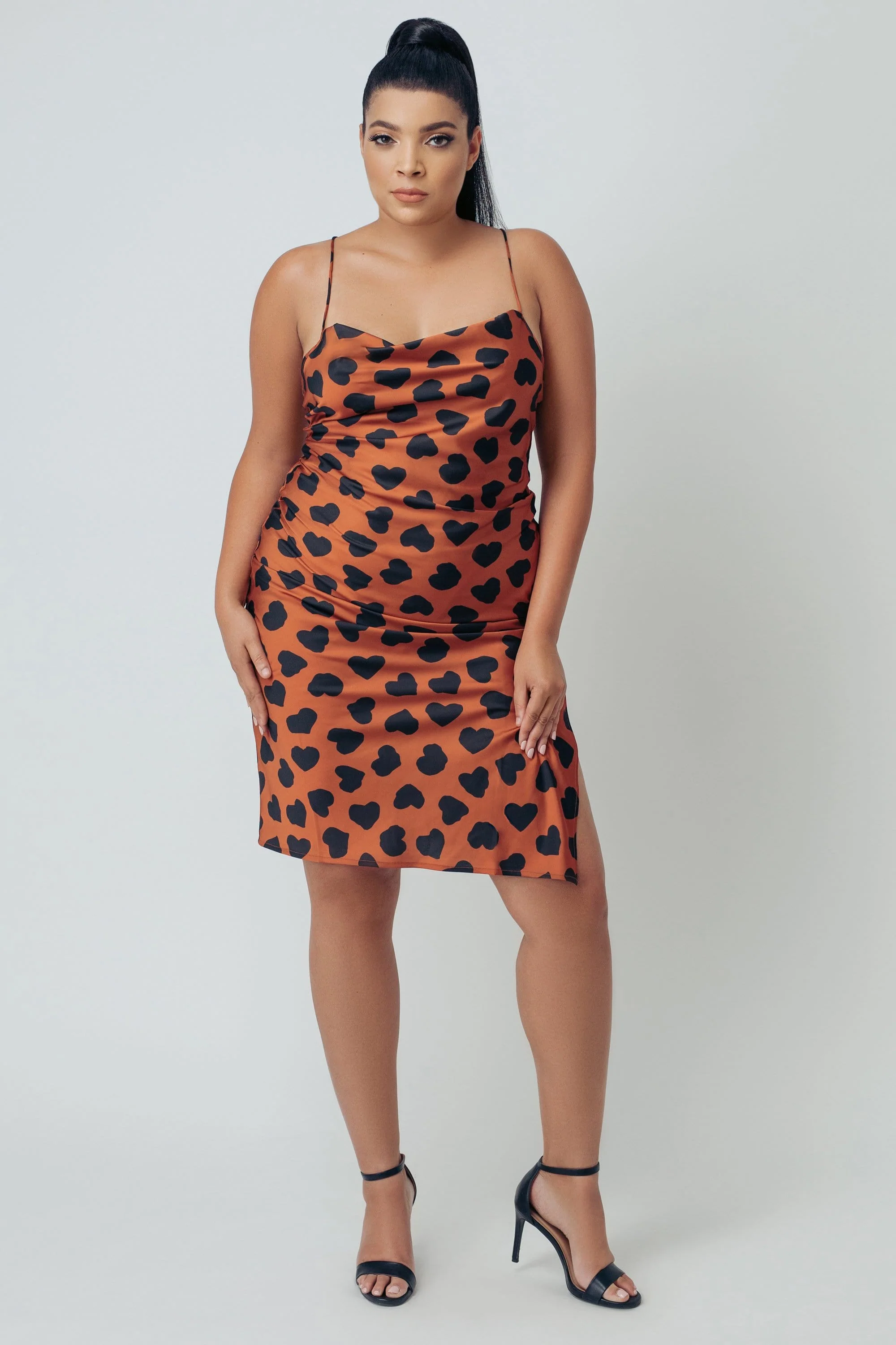 Kilo Brava Heart Satin Cowl Midi Slip Dress - Image 4
