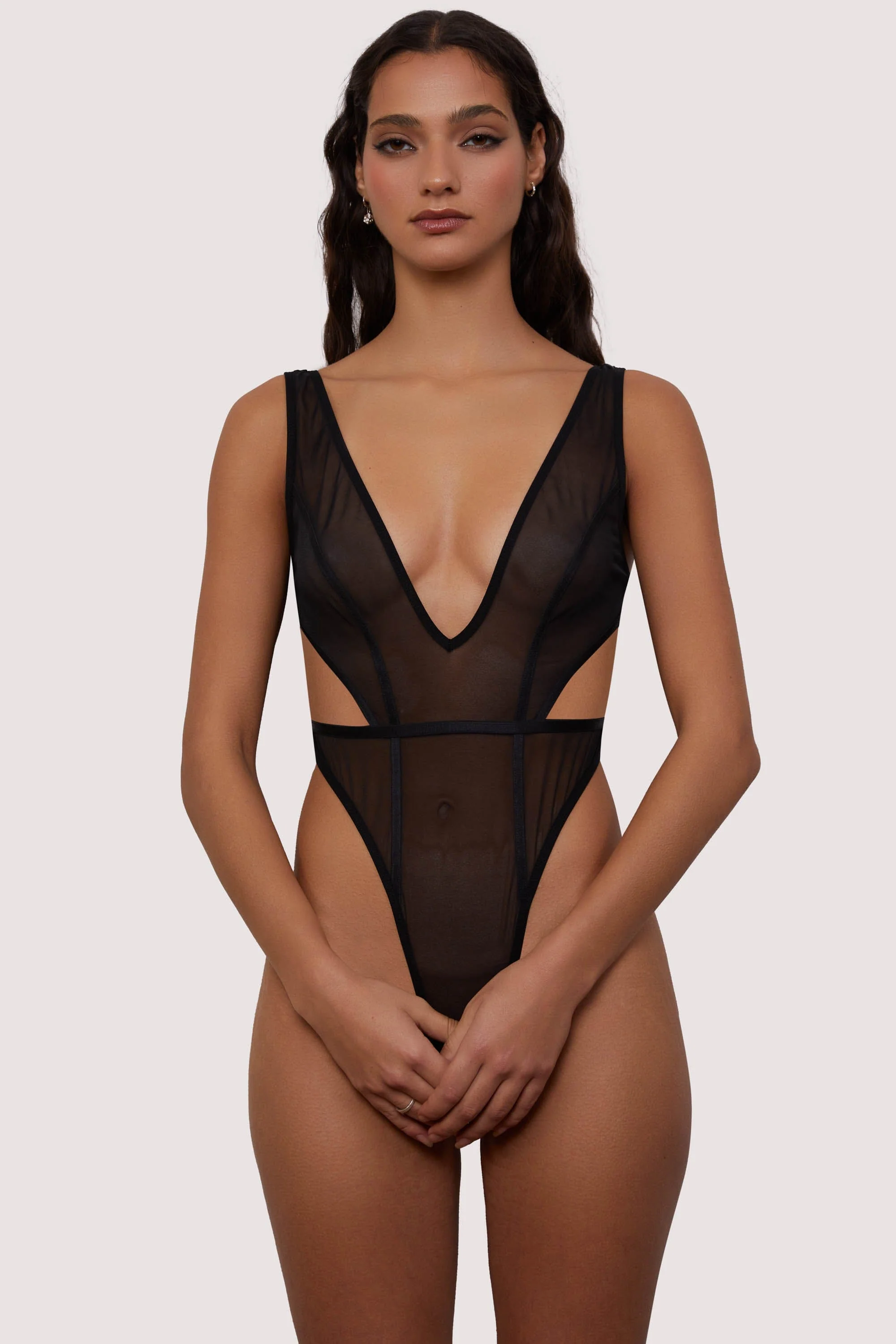Gigi Black Mesh Crotchless Bodysuit - Image 4