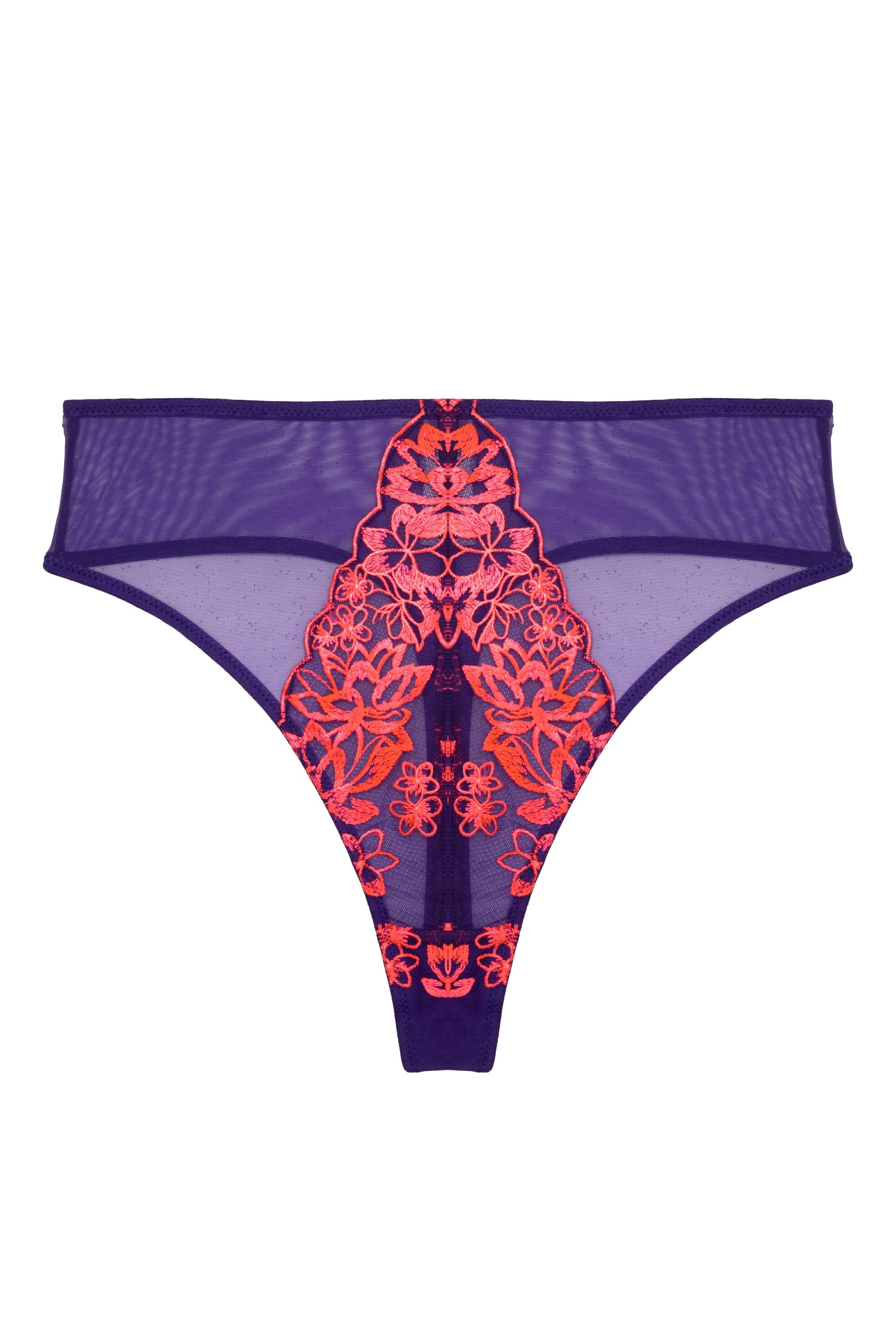 Ada Purple and Neon Pink Blossom High Waist Thong - Image 4