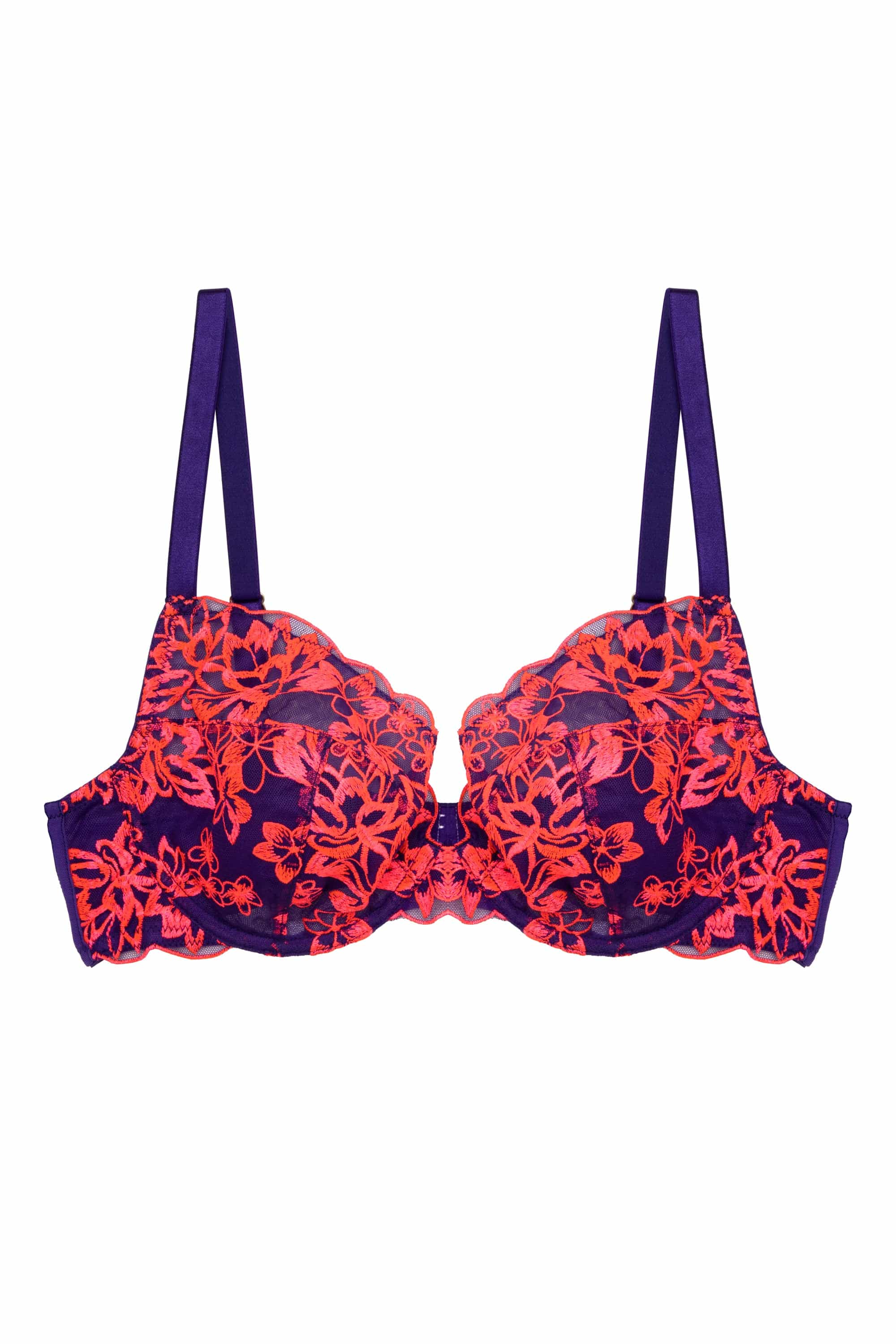 Ada Purple and Neon Pink Blossom Plunge Bra - Image 4