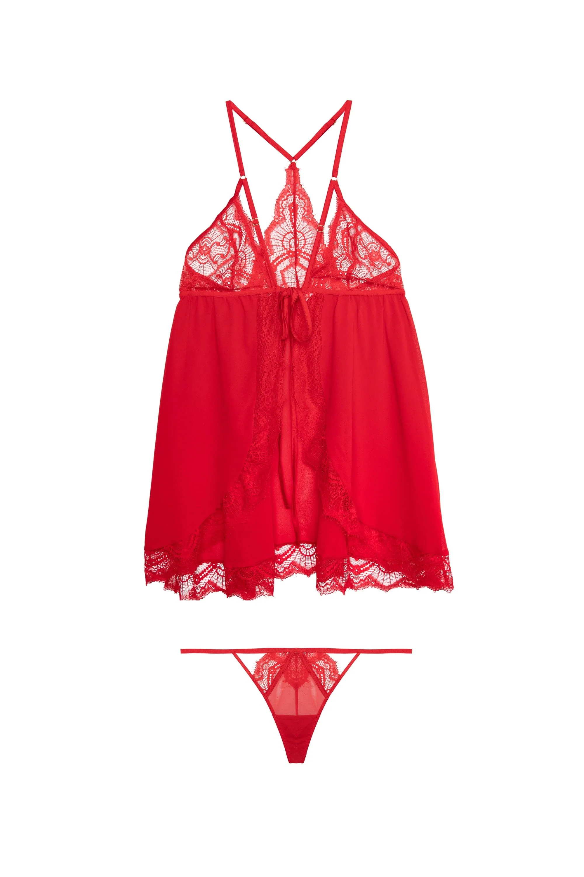 Adele Red Eyelash Lace Babydoll and Thong Set - Image 6