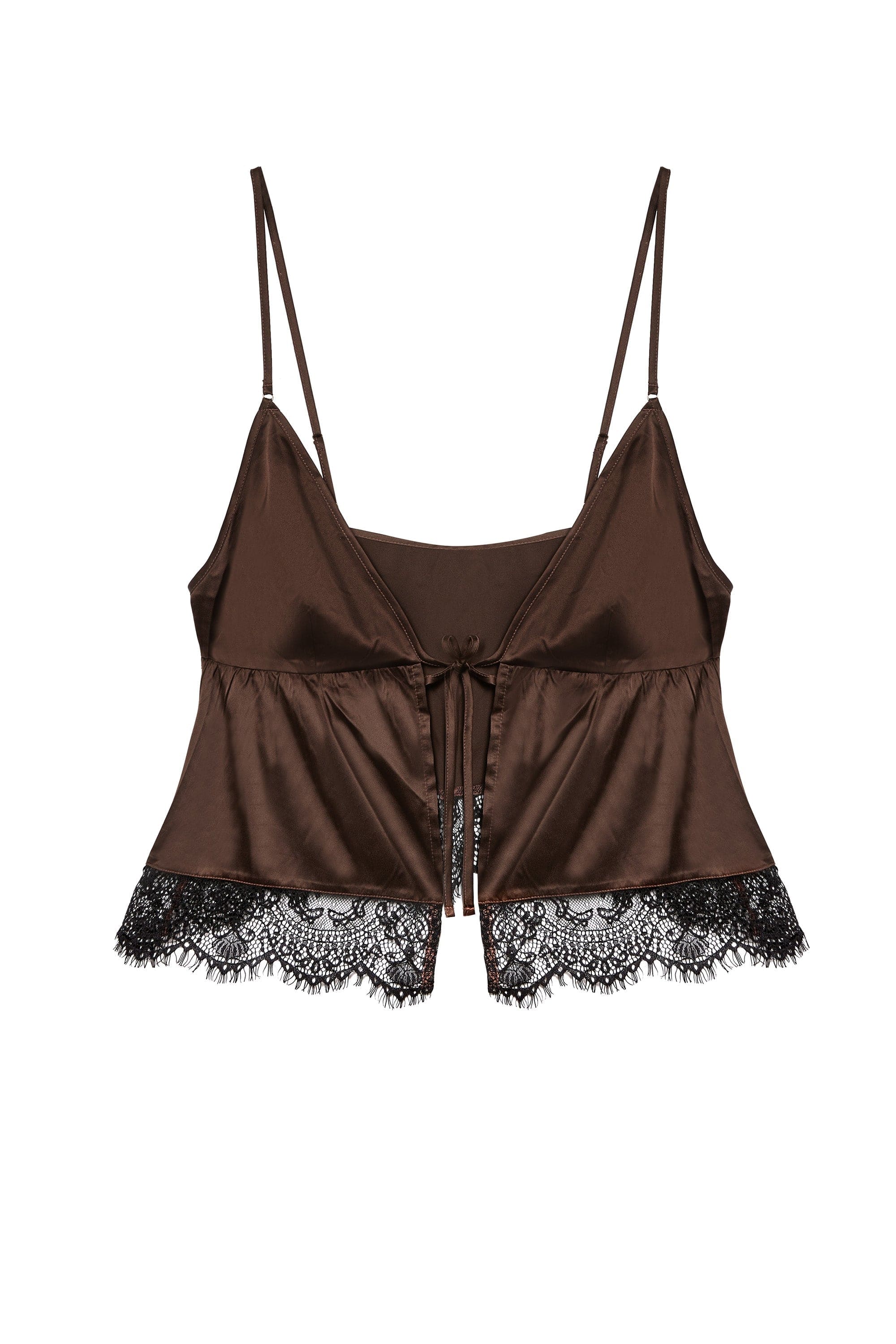 Alaia Chocolate Brown Caged Cami Pyjama Top & Shorts - Image 4