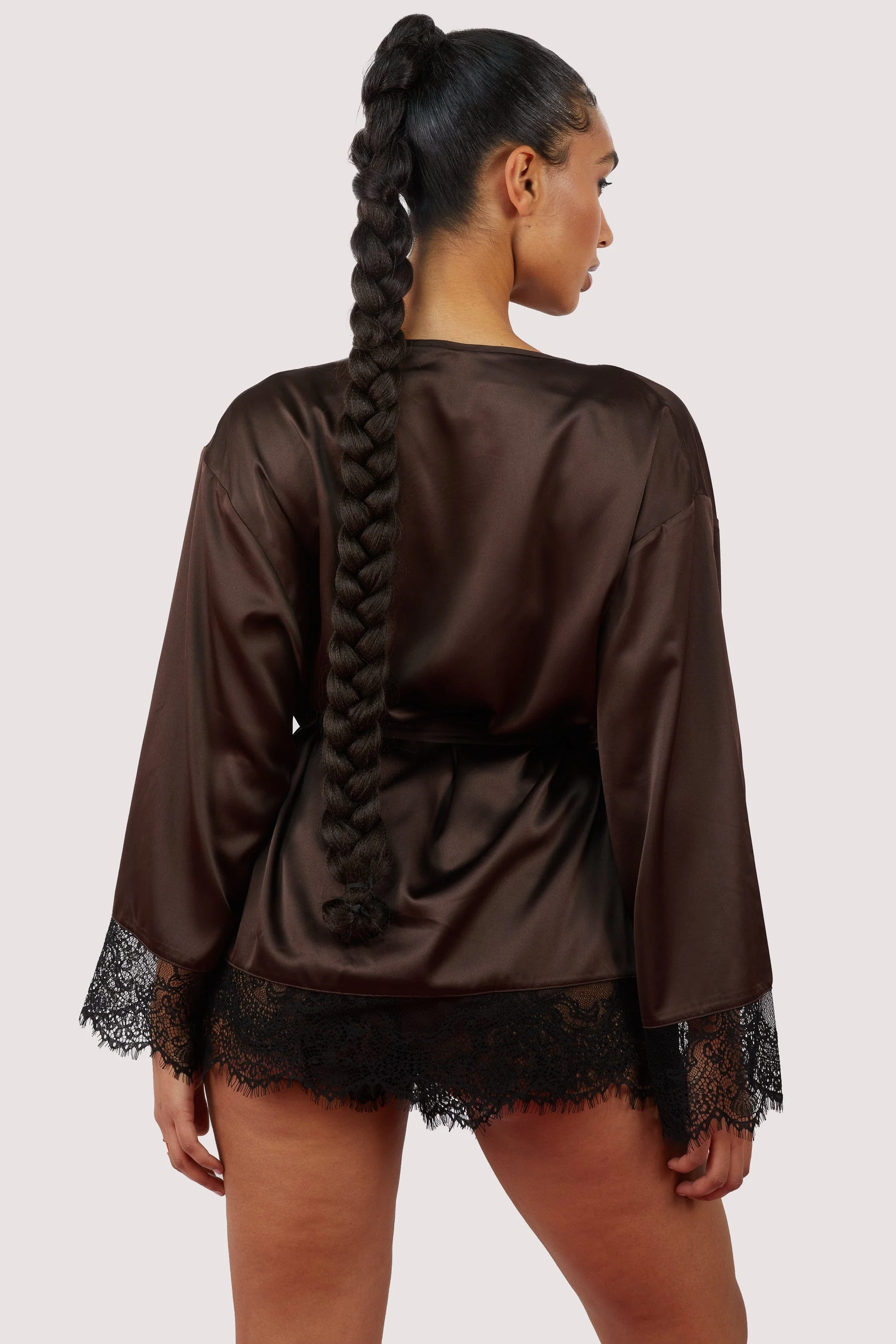 Alaia Chocolate Brown Caged Kimono - Image 3