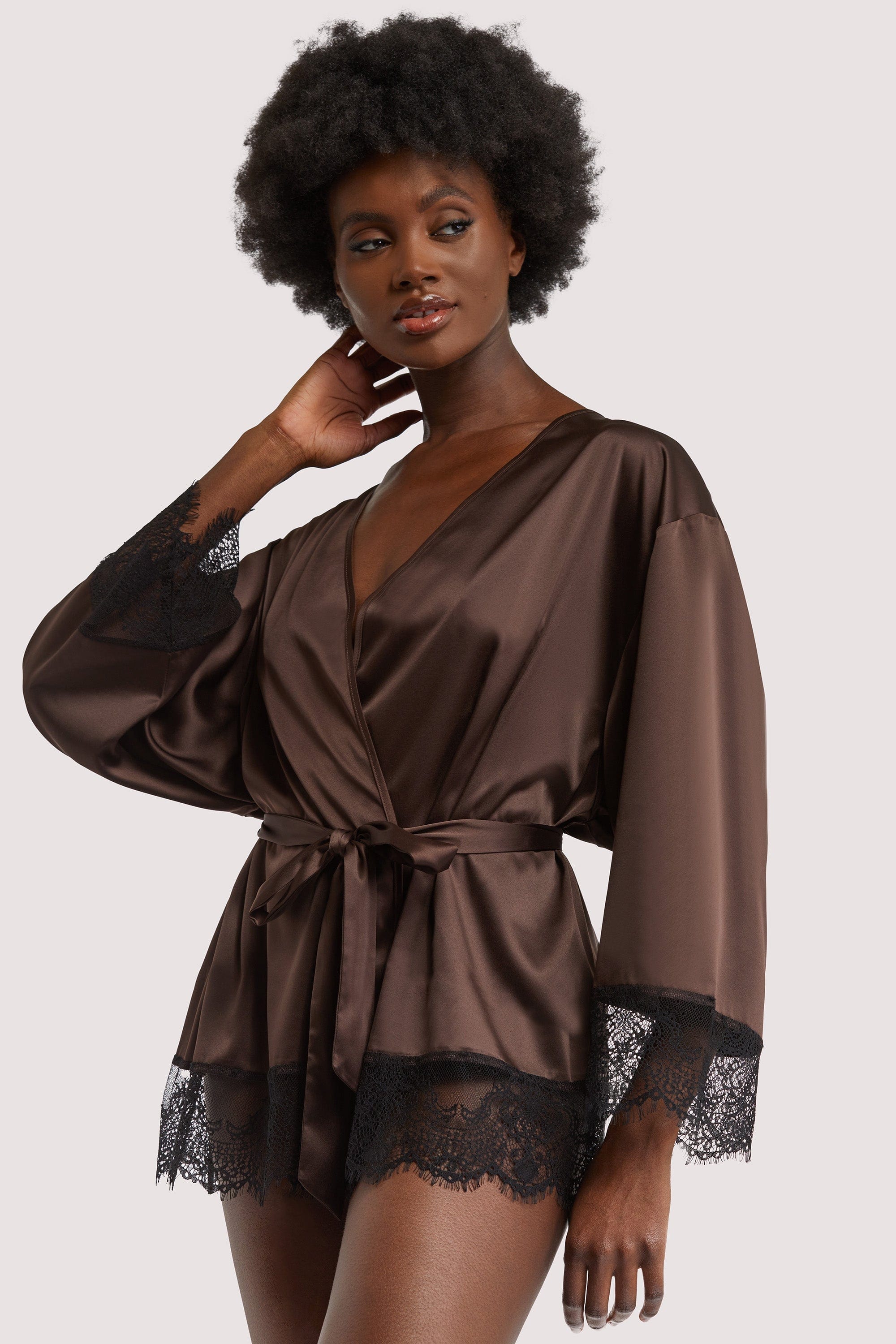 Alaia Chocolate Brown Caged Kimono - Image 4