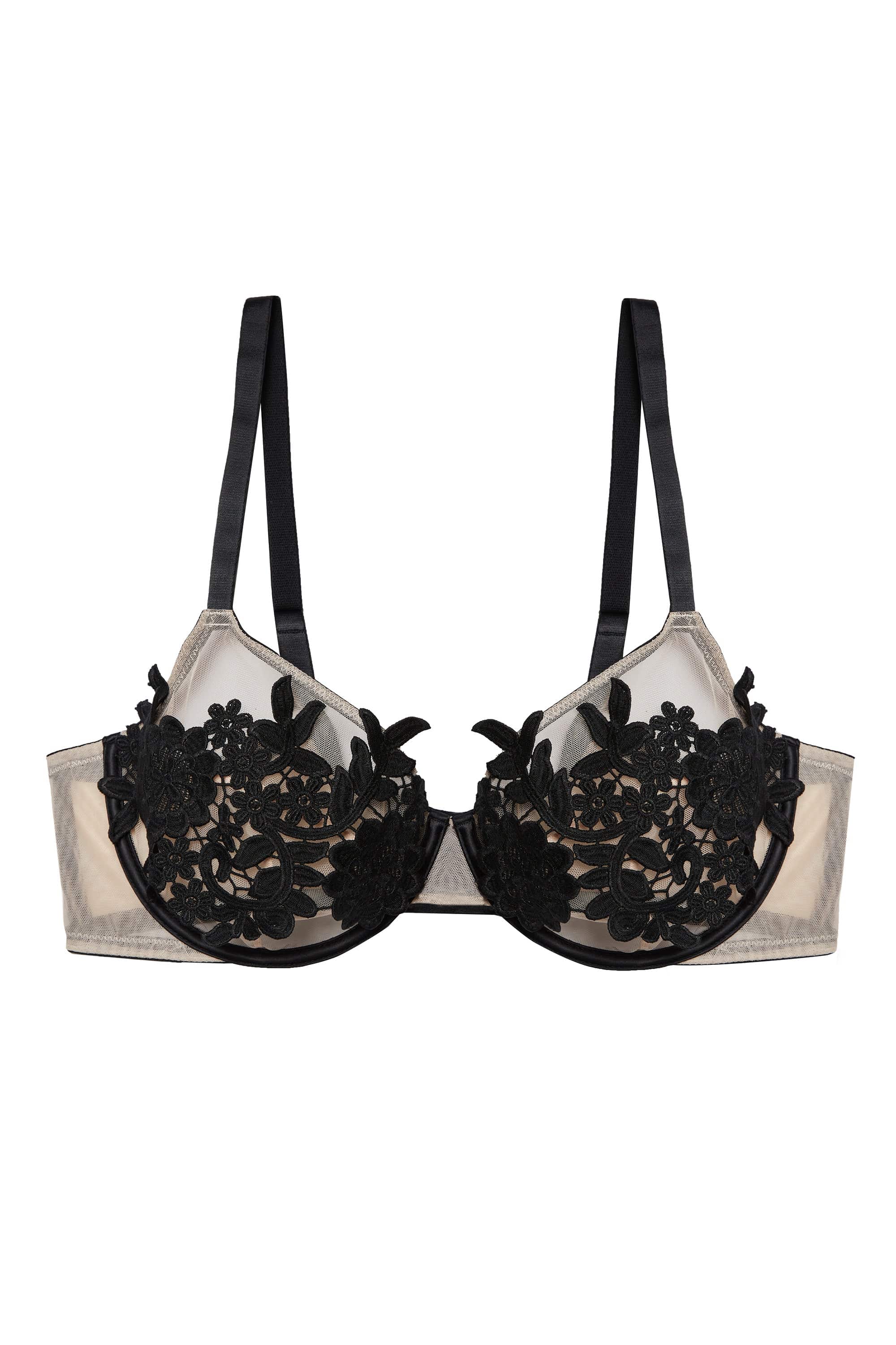 Alaina Illusion Mesh And Black Applique Bra - Image 4