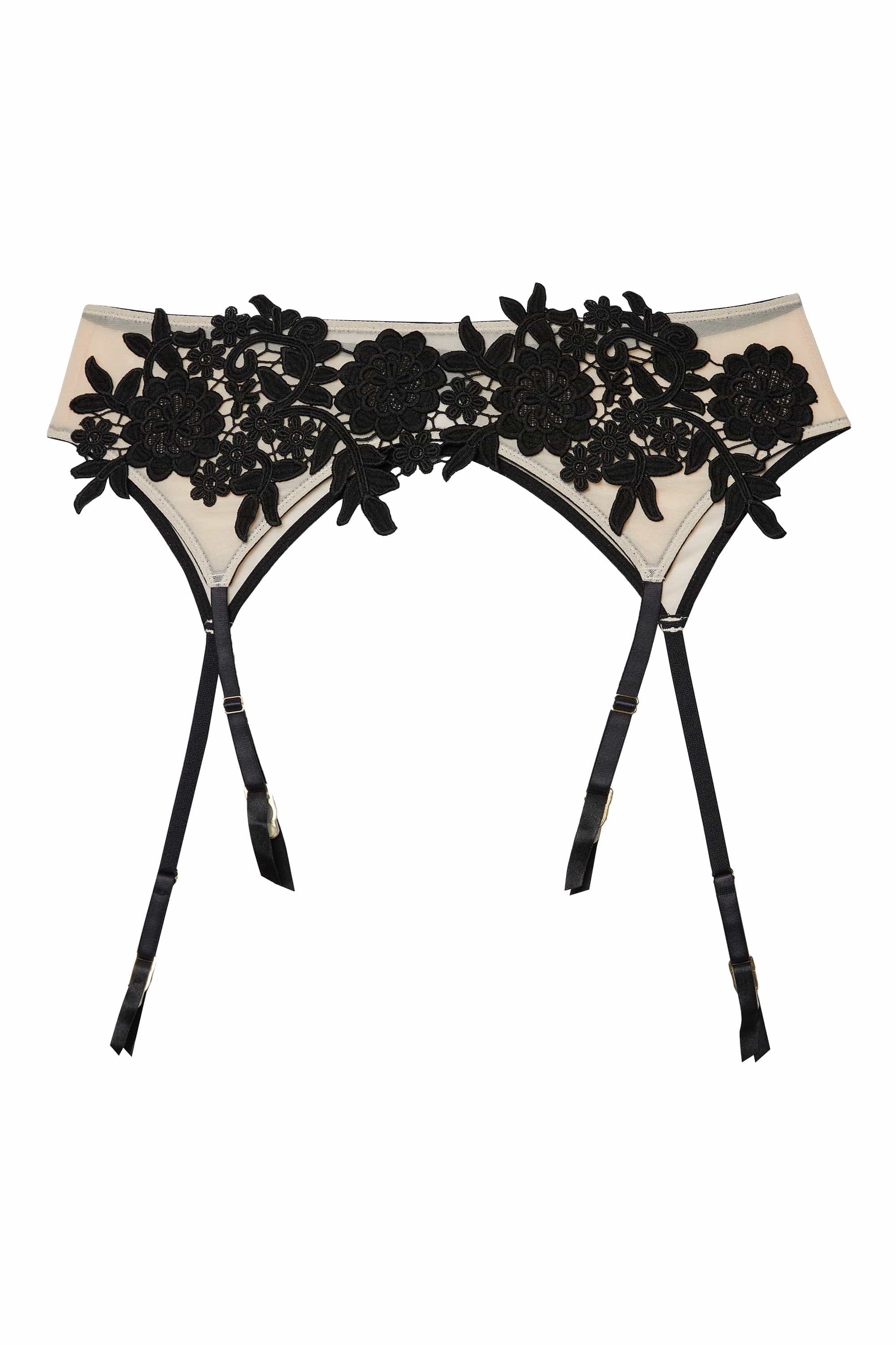 Alaina Illusion Mesh And Black Applique Suspender - Image 5