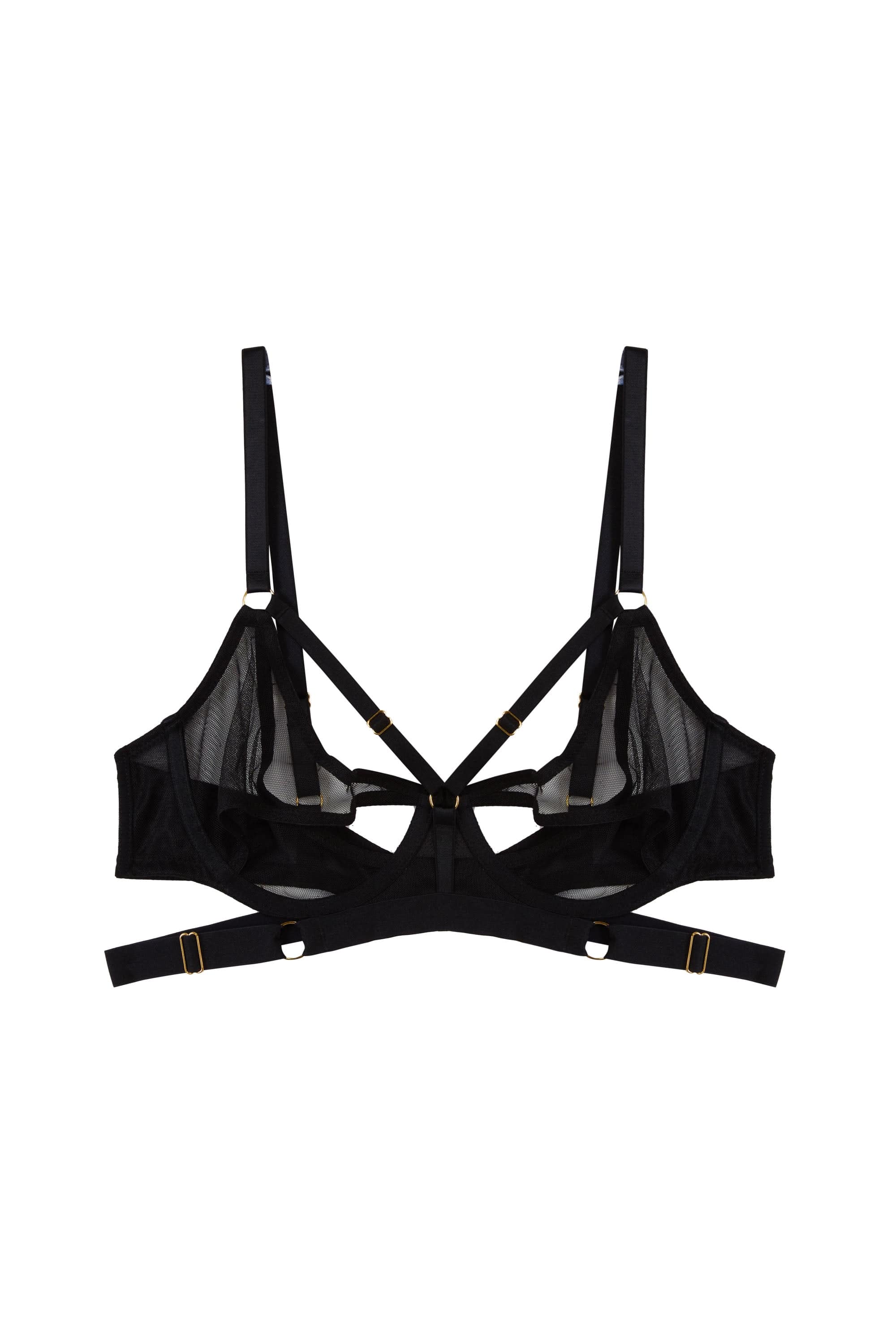 Alexa Black Mesh Overlay Thick Strap Bra - Image 5