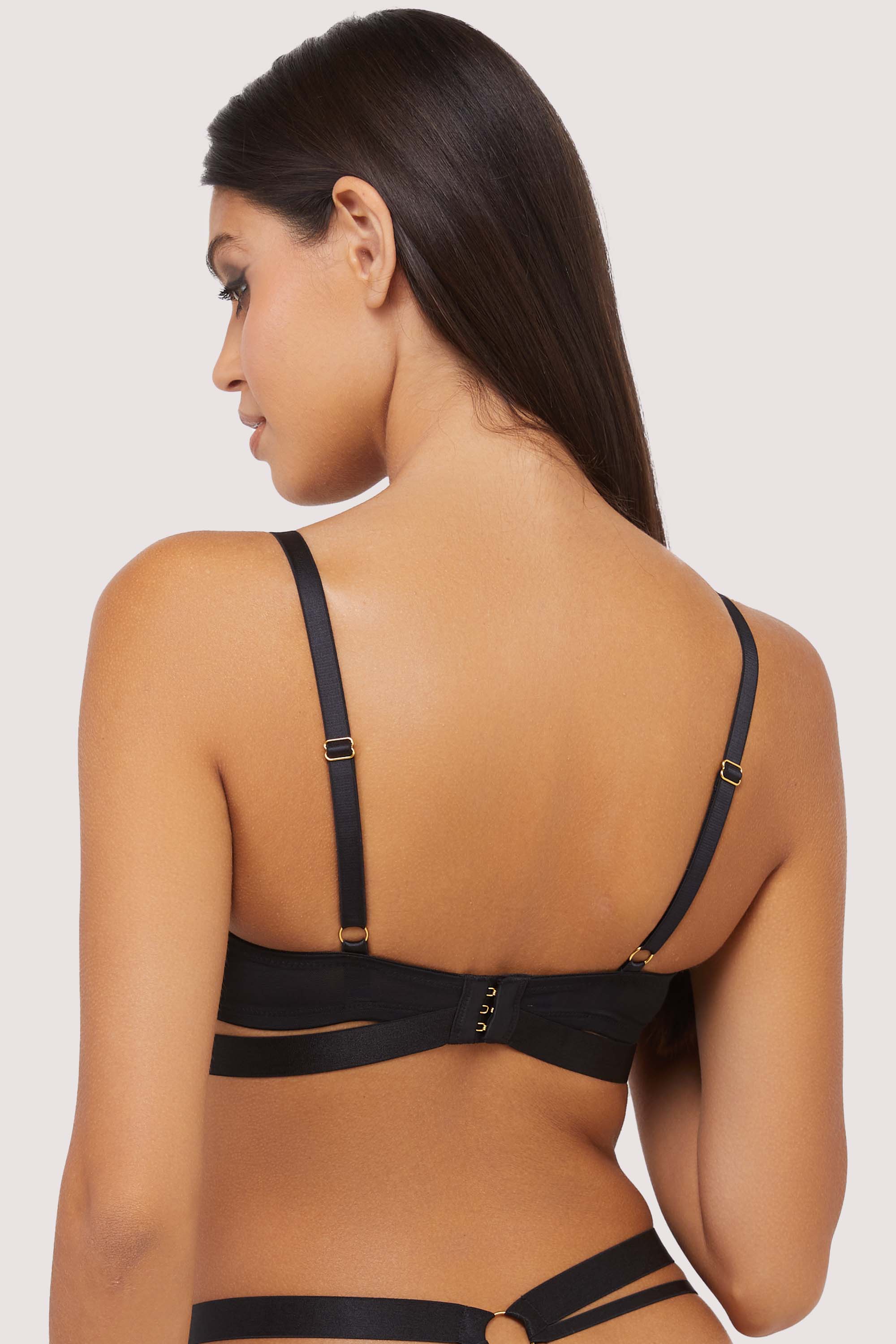 Alexa Black Mesh Overlay Thick Strap Bra - Image 3