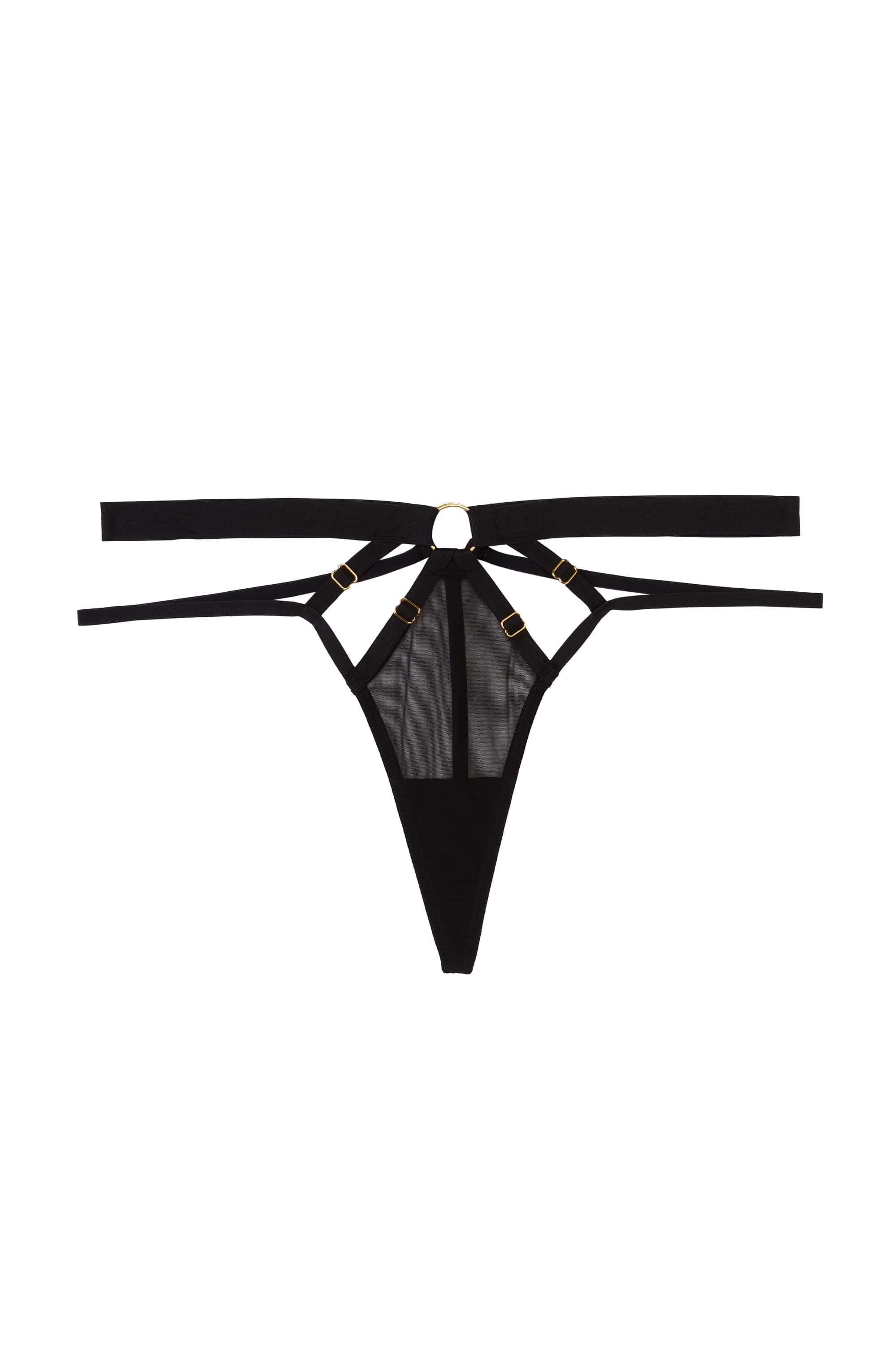Alexa Black Mesh Overlay Thick Strap Thong - Image 5