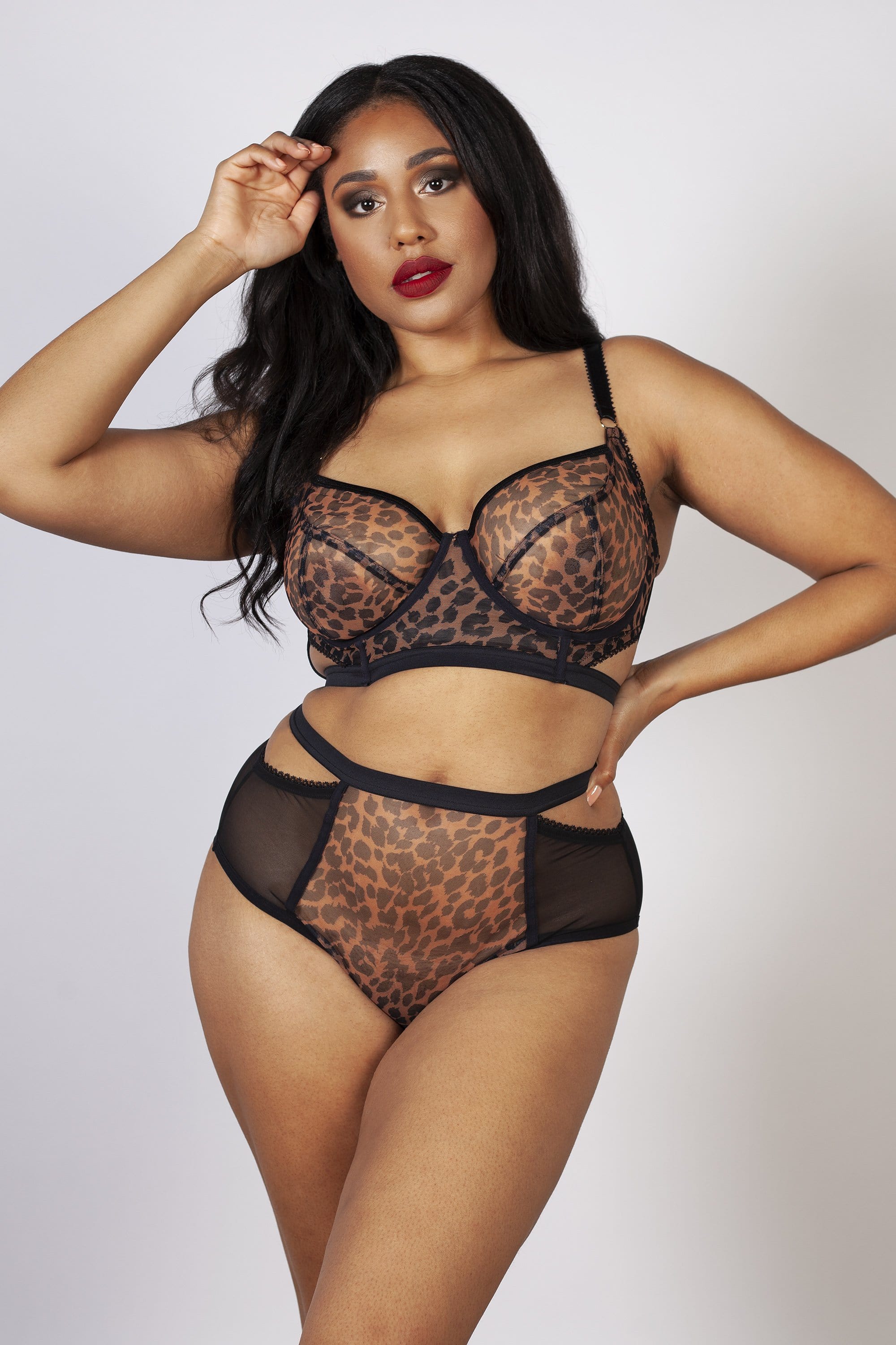Alexis Leopard Print Mesh Cut Out Bra B - H - Image 2