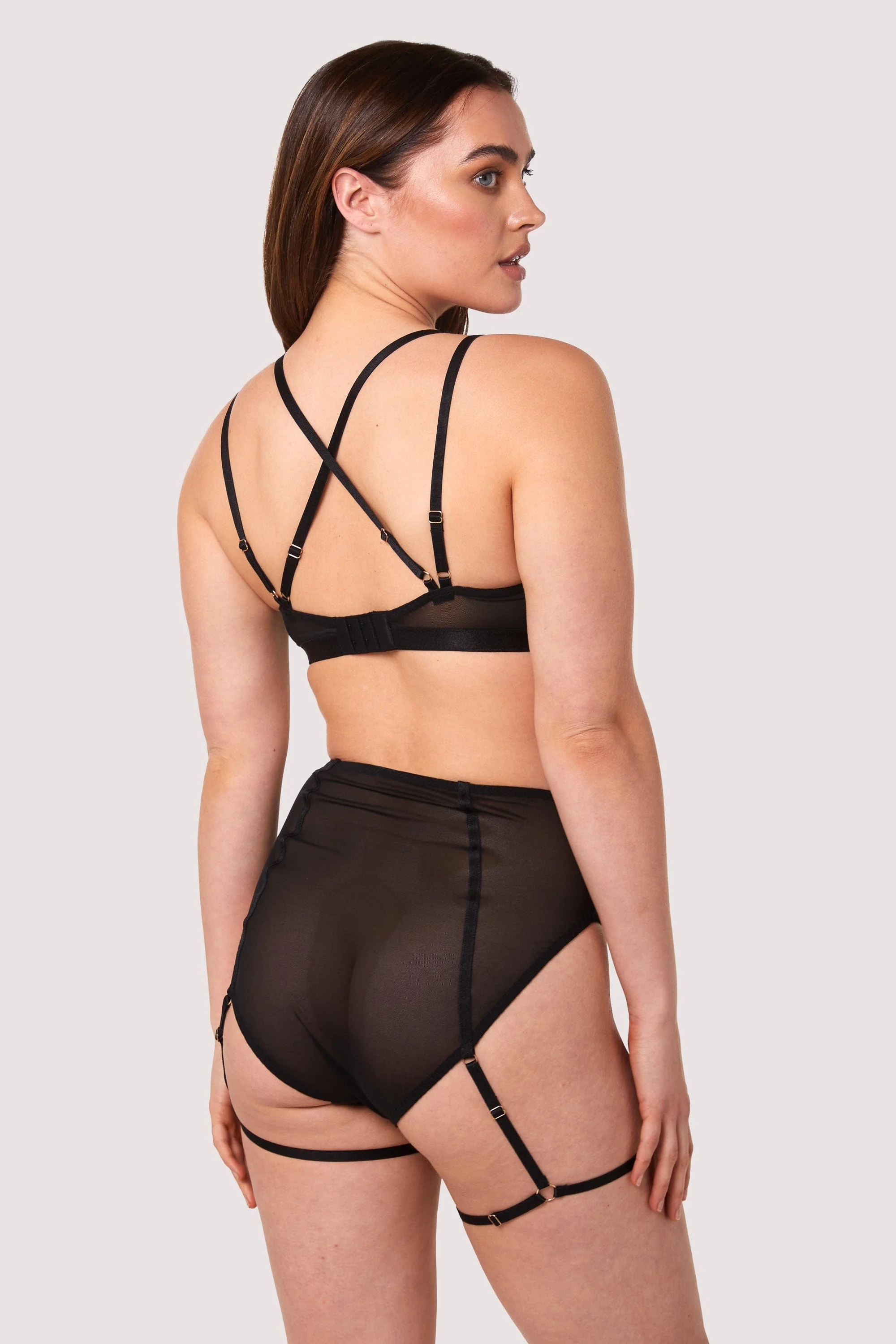 Alice Black Mesh Double Strap Bra - Image 3