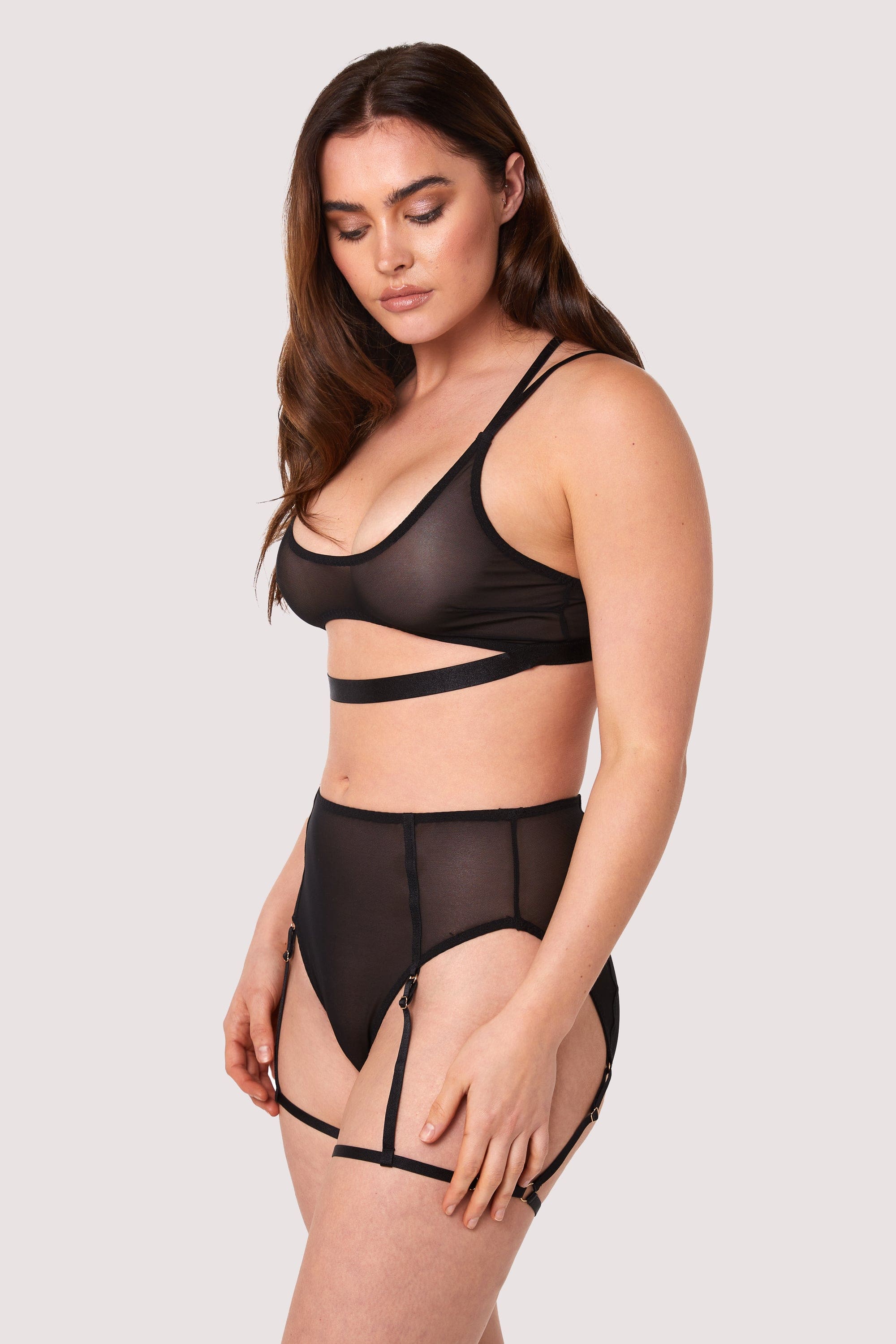 Alice Black Mesh Double Strap Bra - Image 4