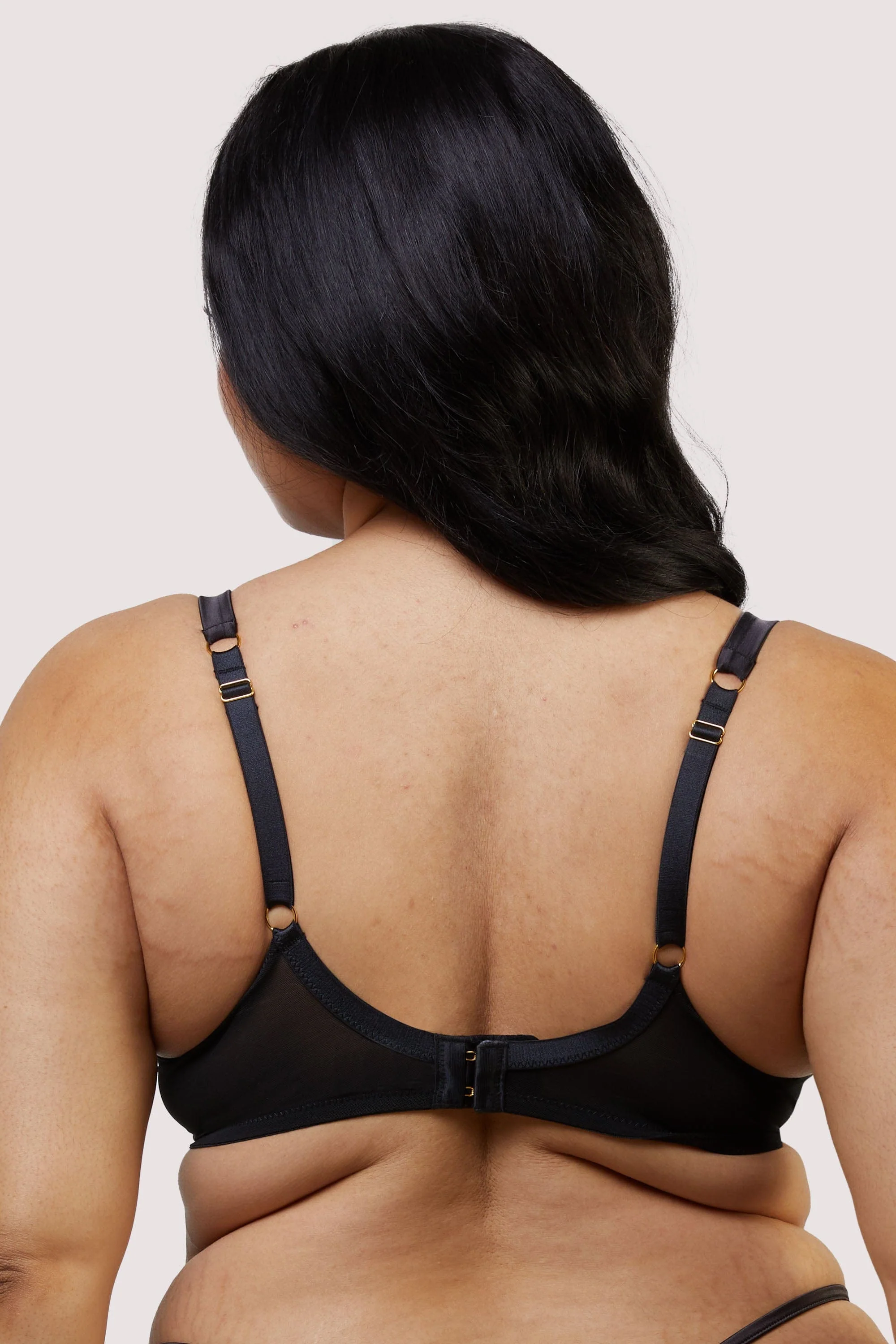 Alva Black Leatherette Lace Embroidery Bra - Image 12