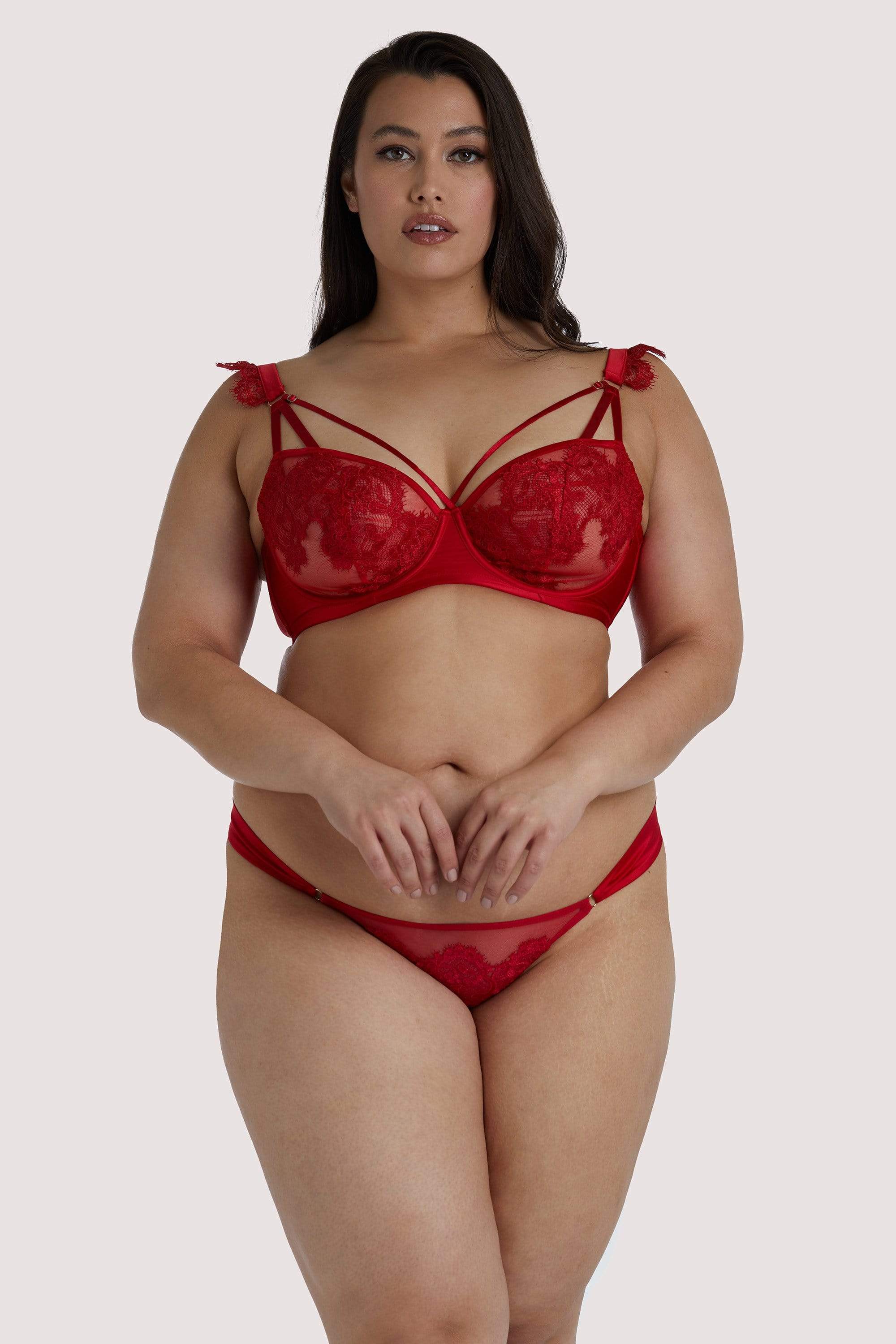 Anneliese Red Satin Net and Lace Bra - Image 14