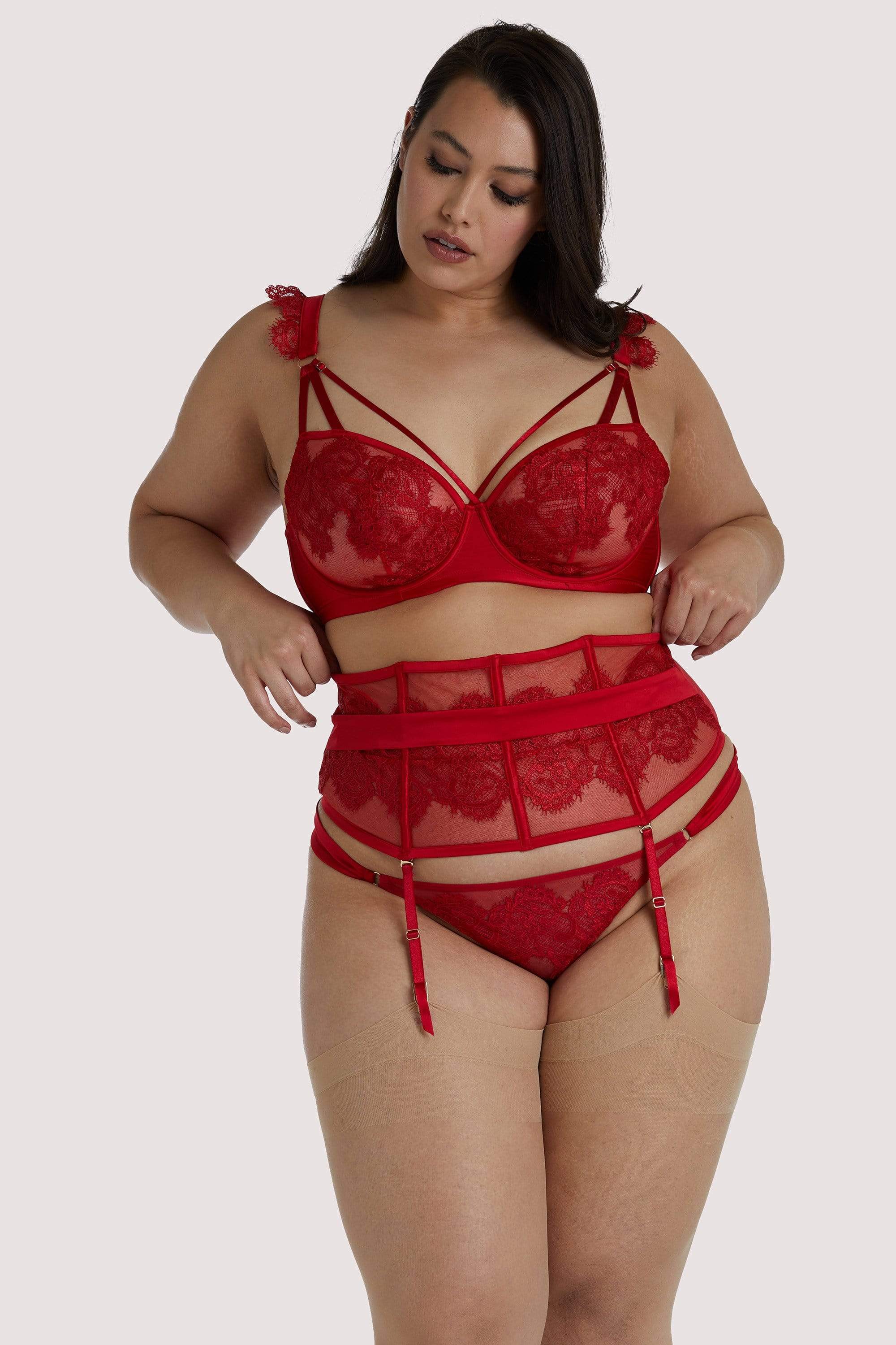 Anneliese Red Satin Net and Lace Bra - Image 16