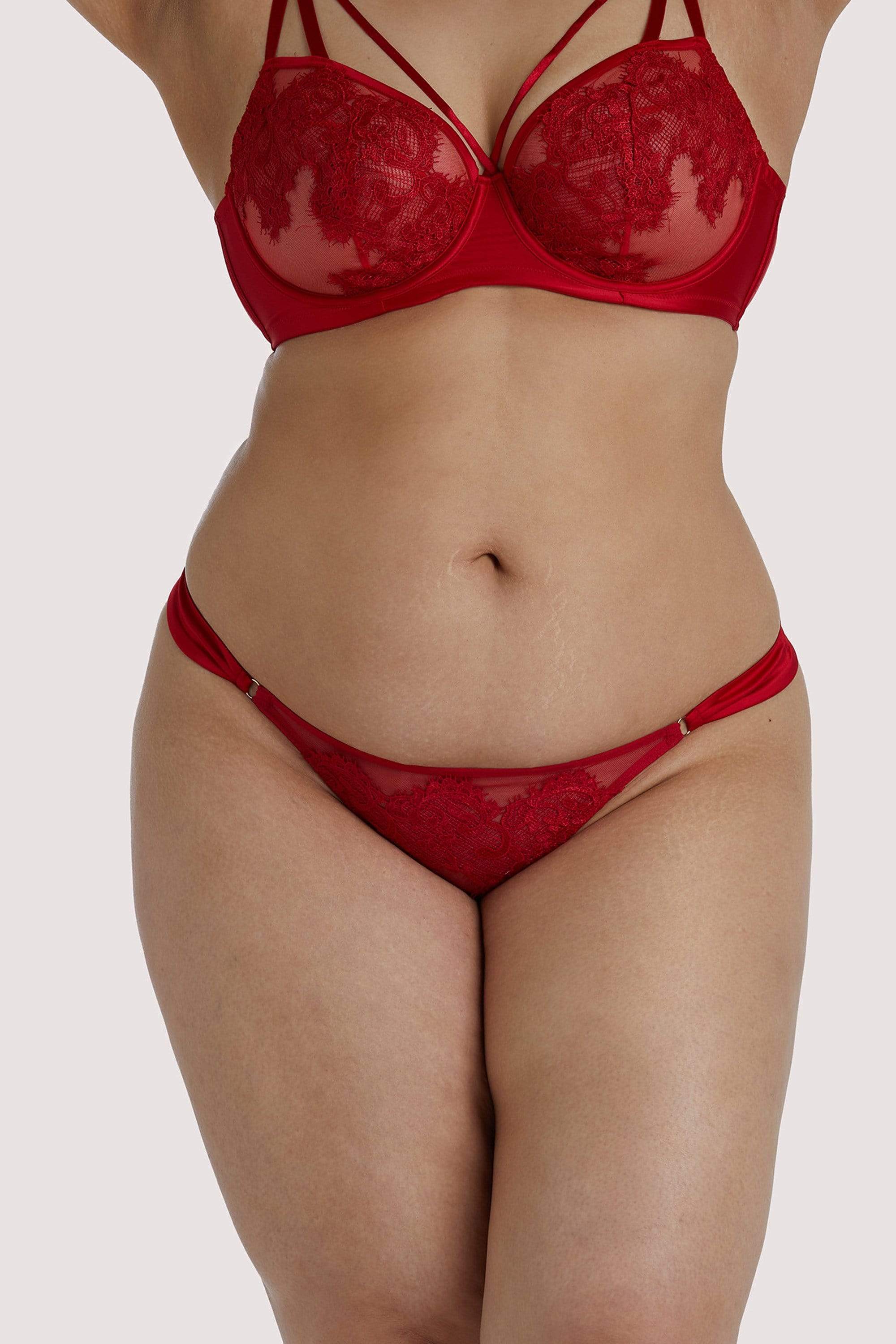 Anneliese Red Satin Net and Lace Thong - Image 8