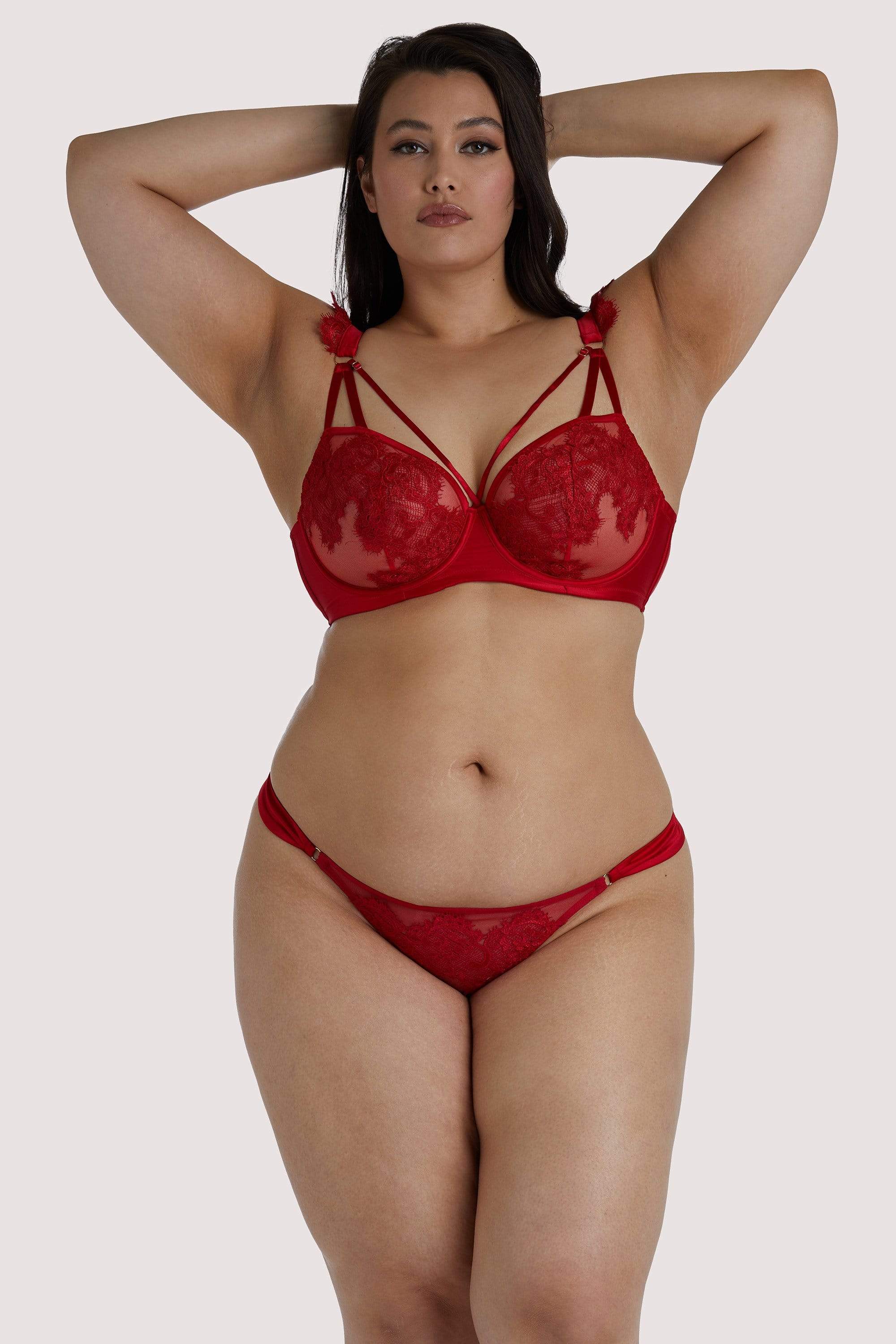 Anneliese Red Satin Net and Lace Thong - Image 9