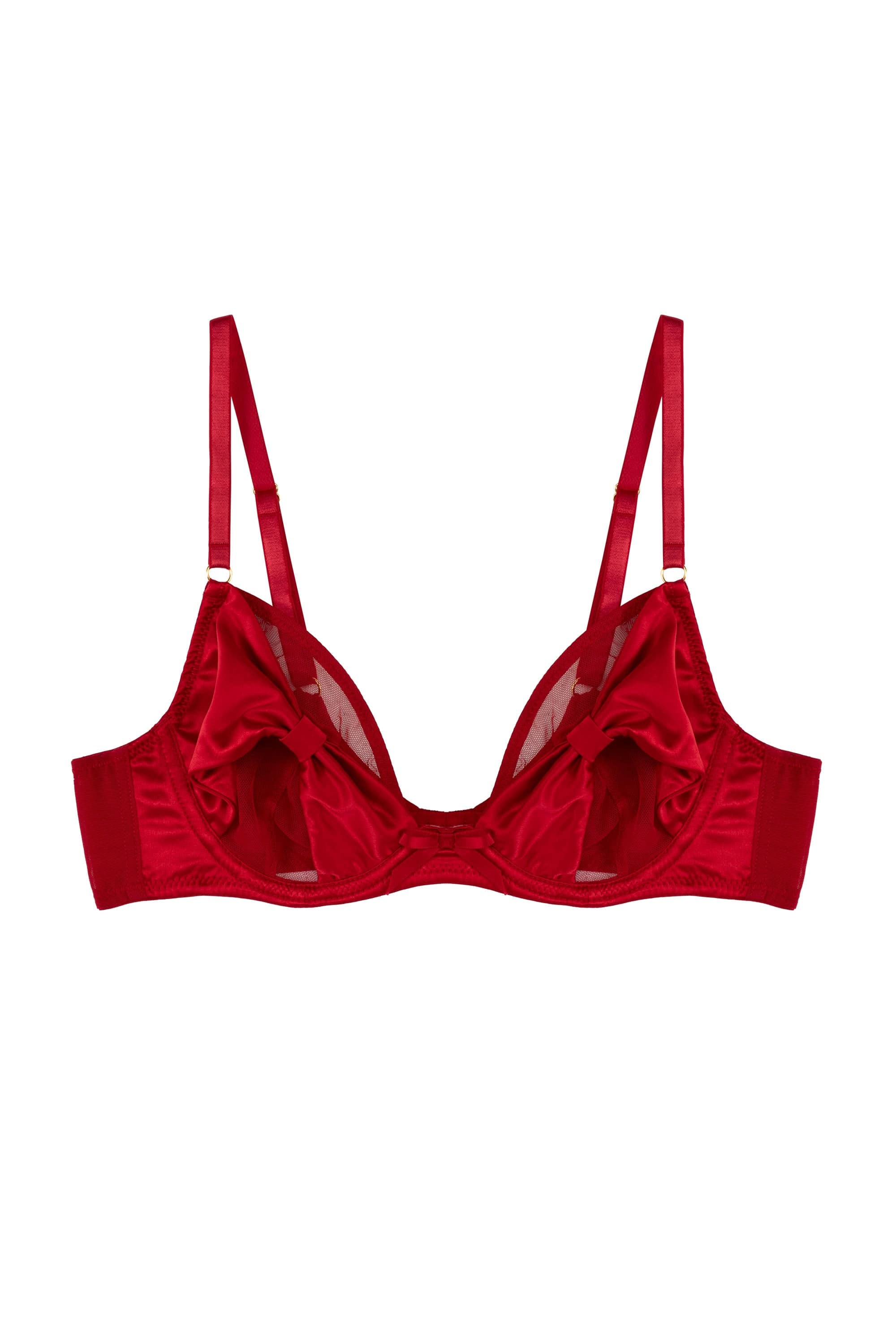 Annette Red Satin Bow Cup Bra - Image 5