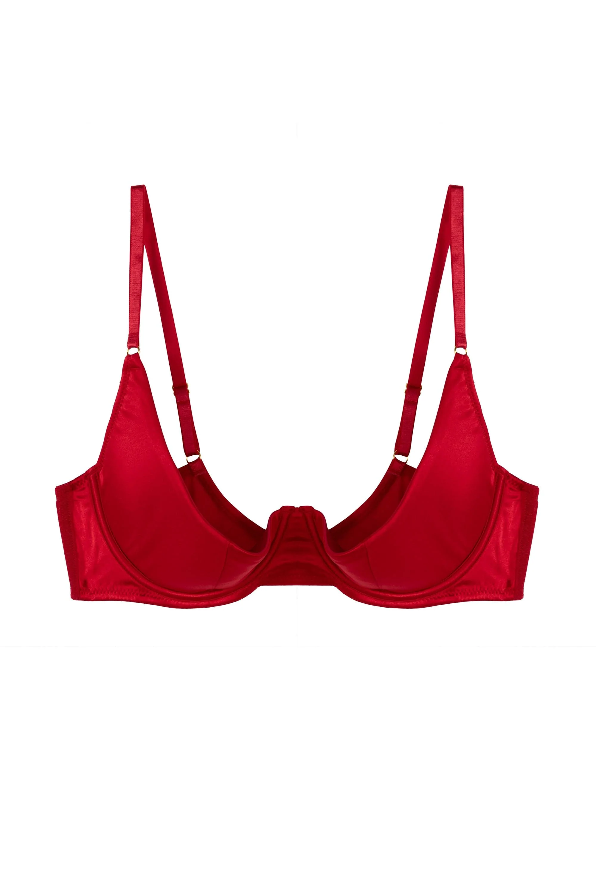 Annette Red Satin Quarter Cup Bra - Image 5