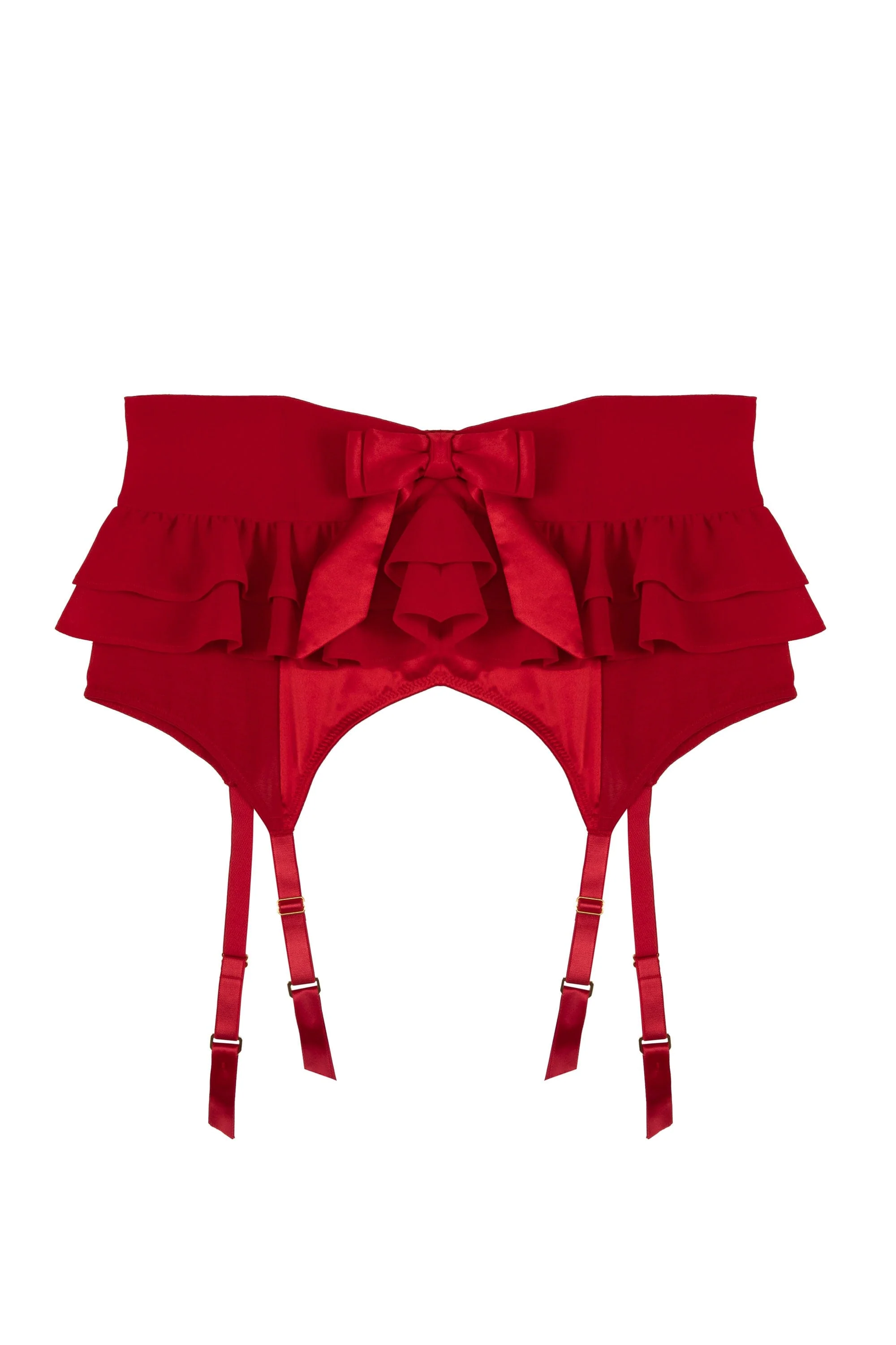 Annette Red Satin Skirted Suspender Belt - Image 4
