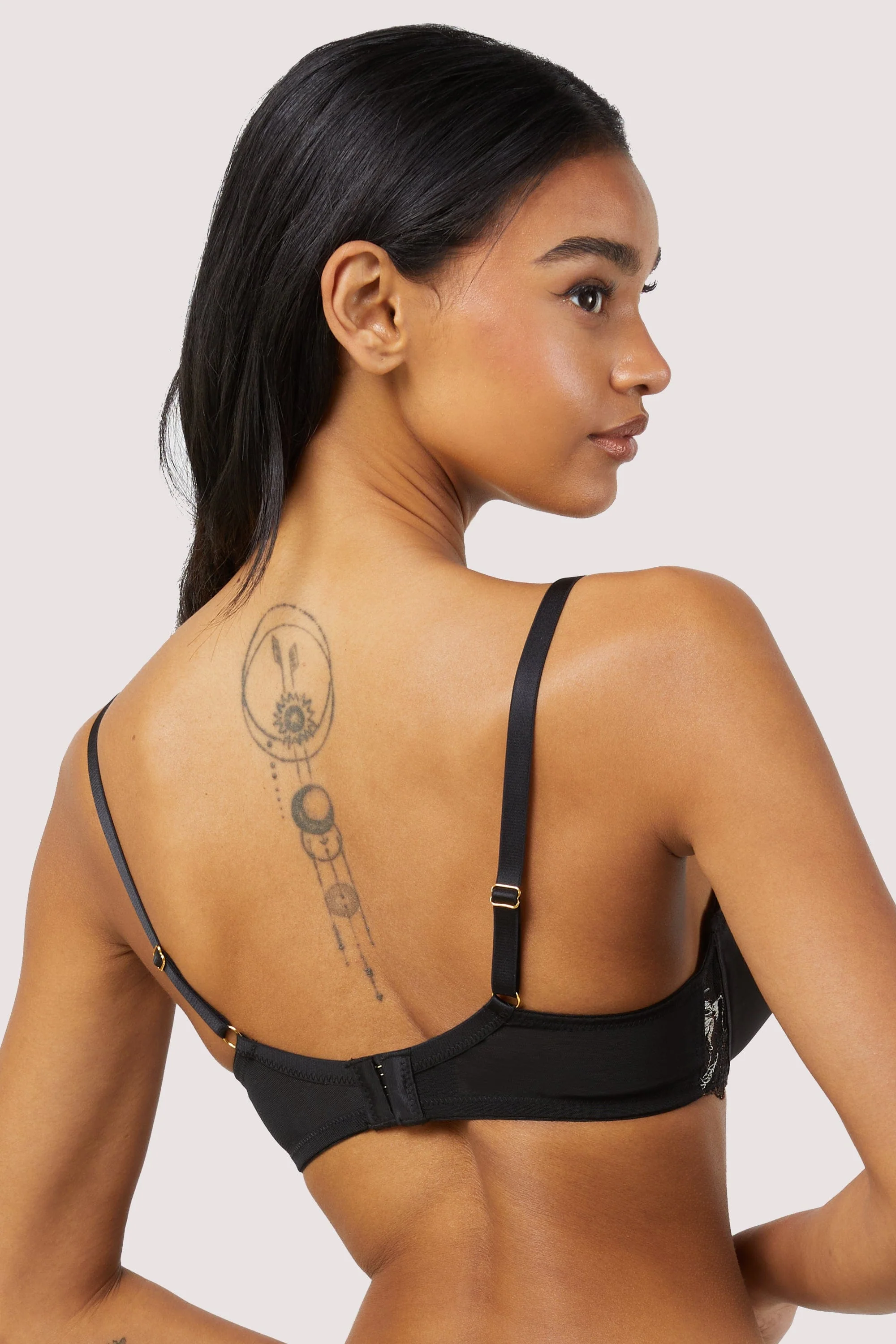 Aria Black and Gold Lace Plunge Bra - Image 3