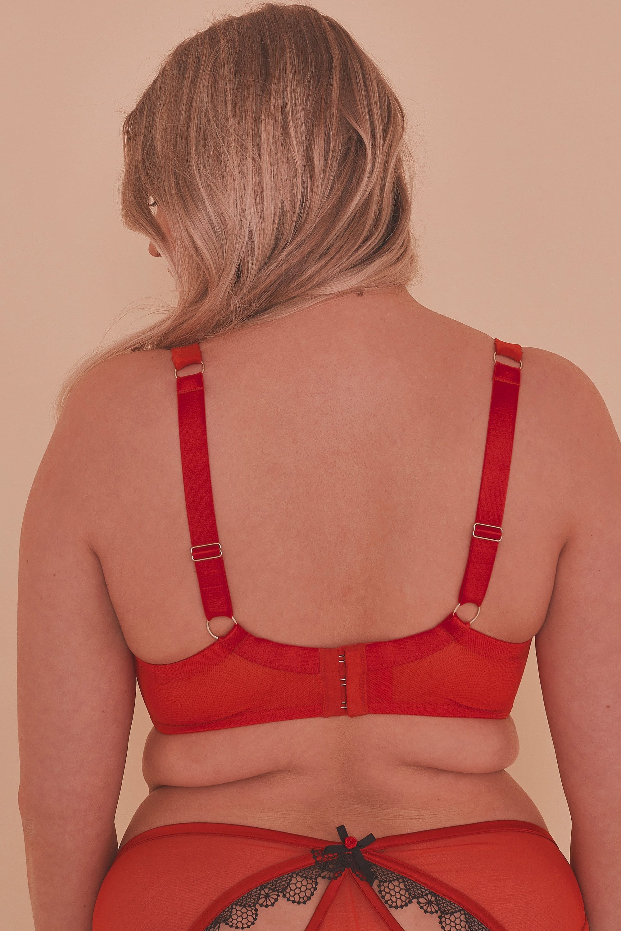 Arlene 1/4 Curve Cup Red Satin Black Lace Bra - Image 6
