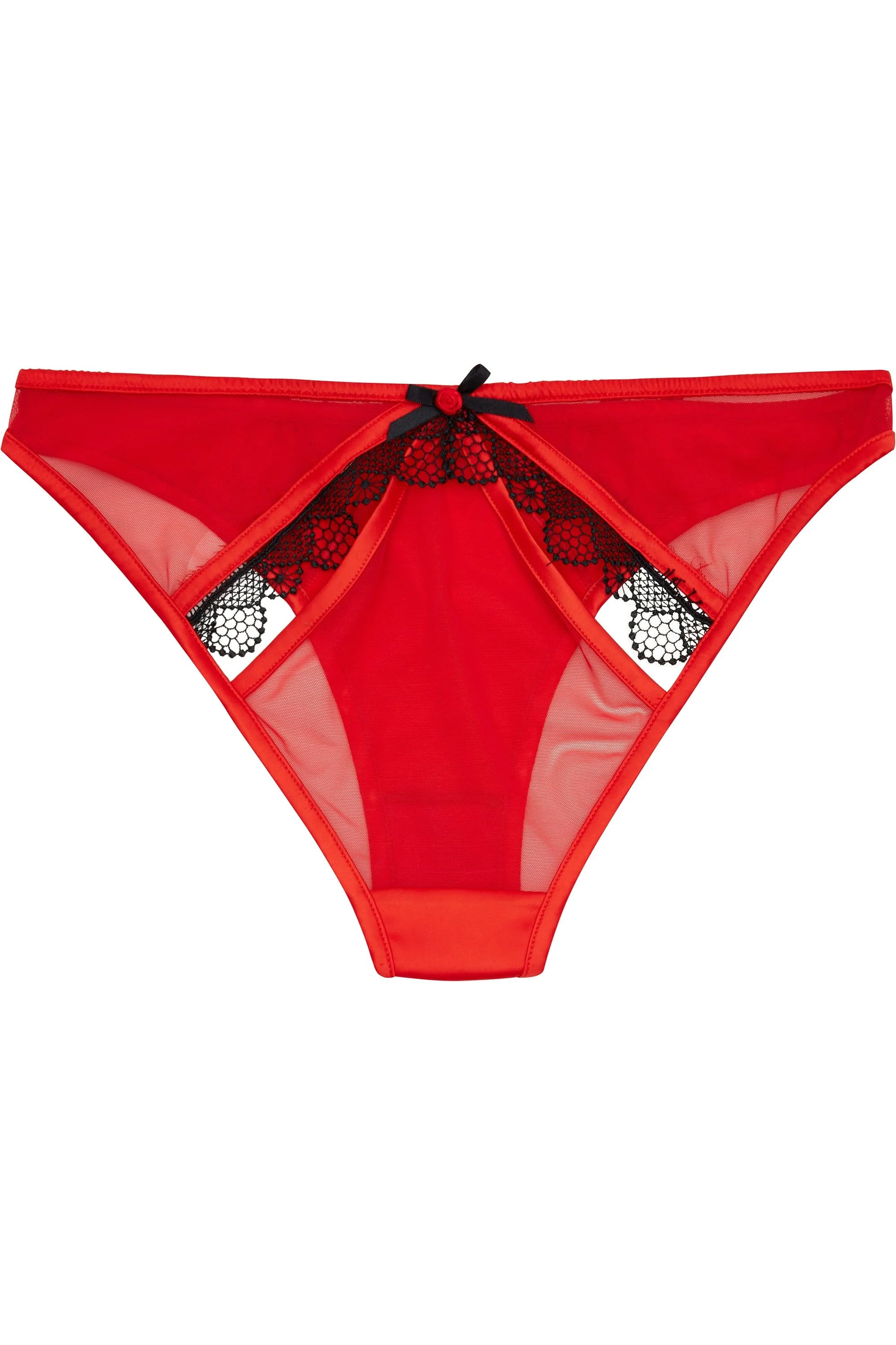 Arlene Curve Red Satin Black Lace Ouvert Brief - Image 2