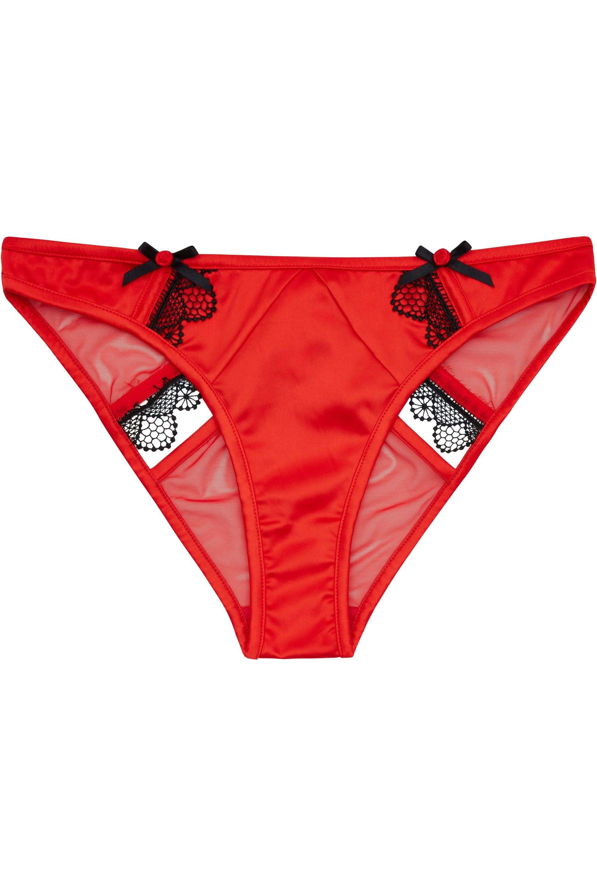 Arlene Red Satin Black Lace Brief - Image 5