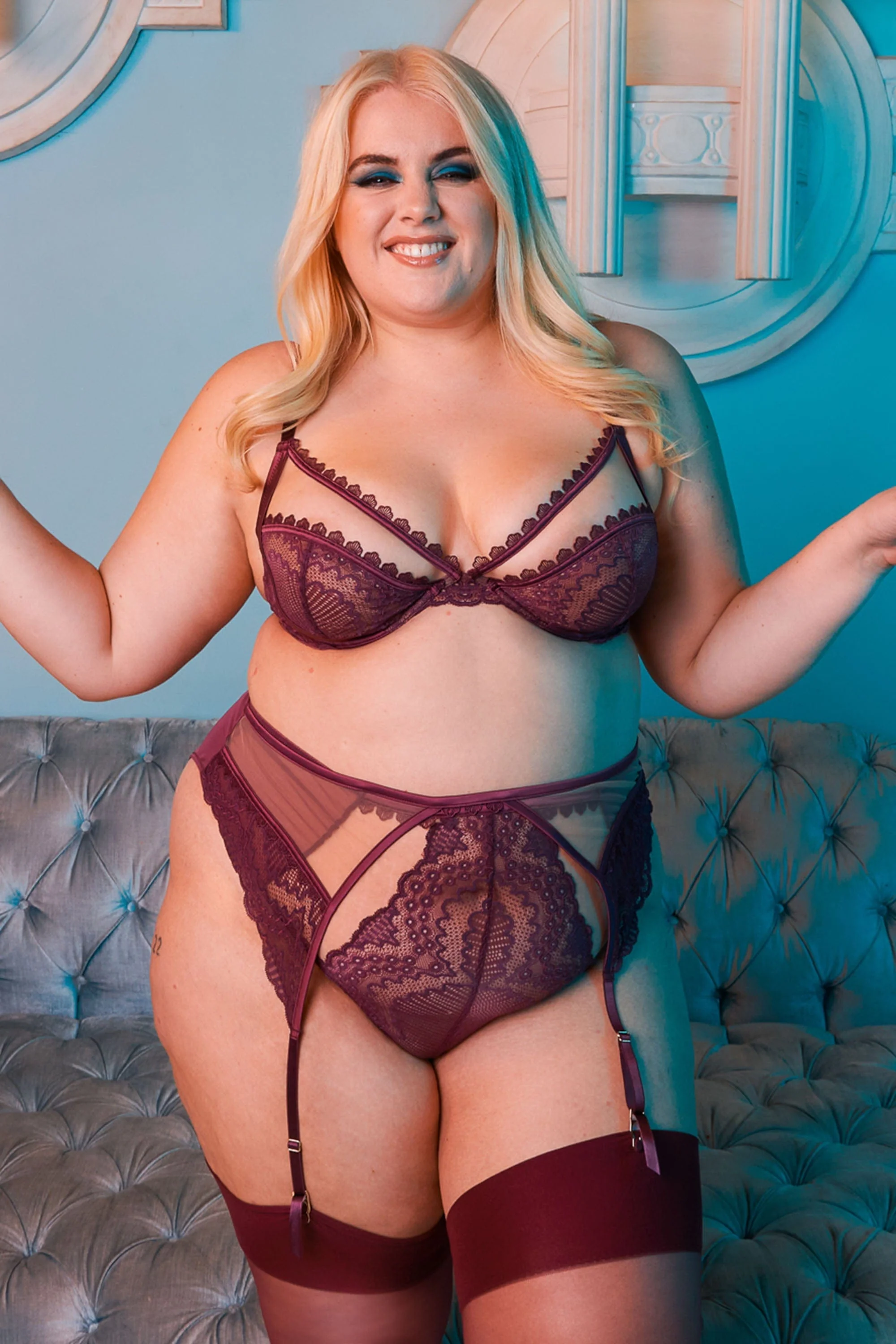 Astrid Merlot Lace And Trim Bra - Image 3
