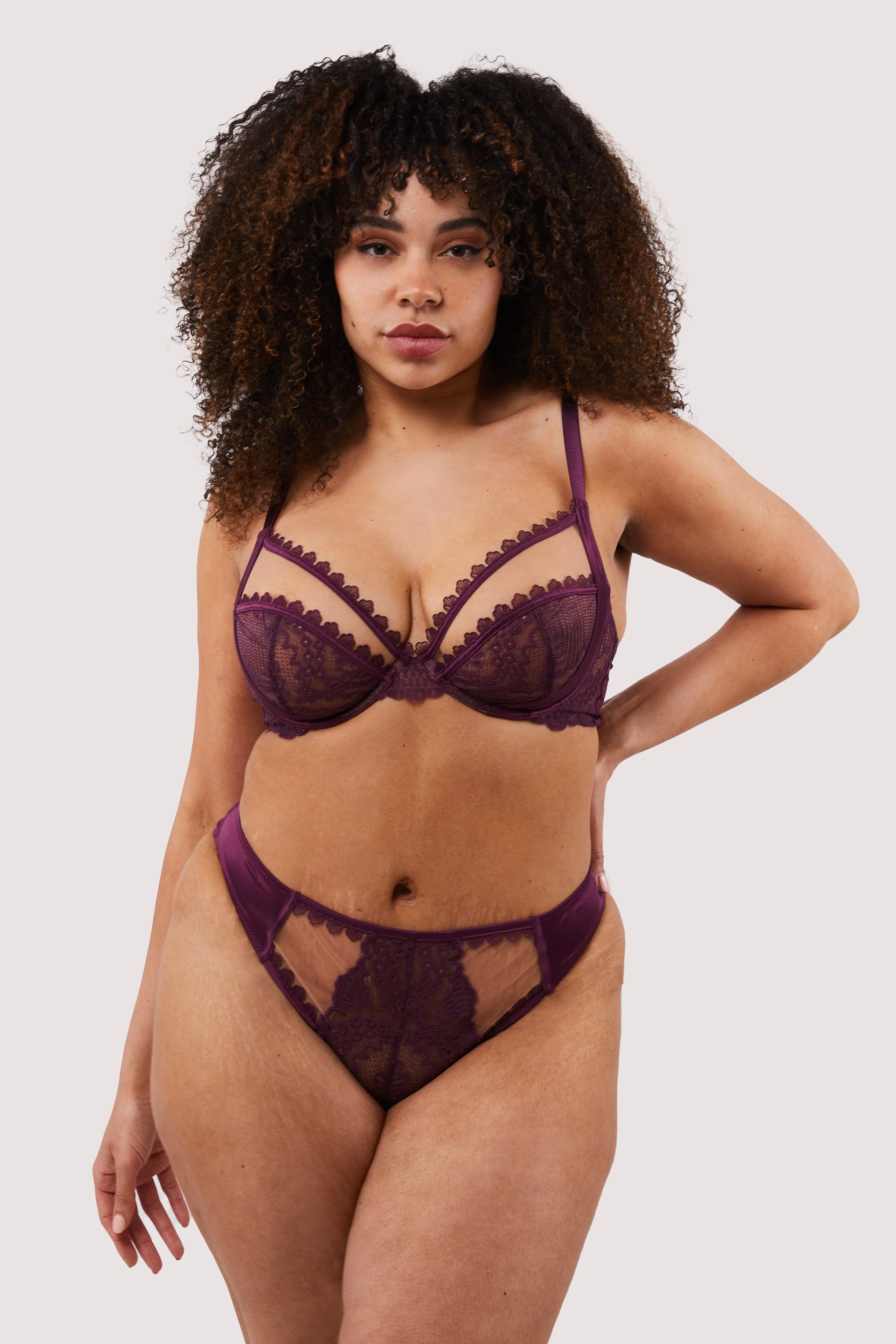 Astrid Merlot Lace And Trim Brief - Image 5