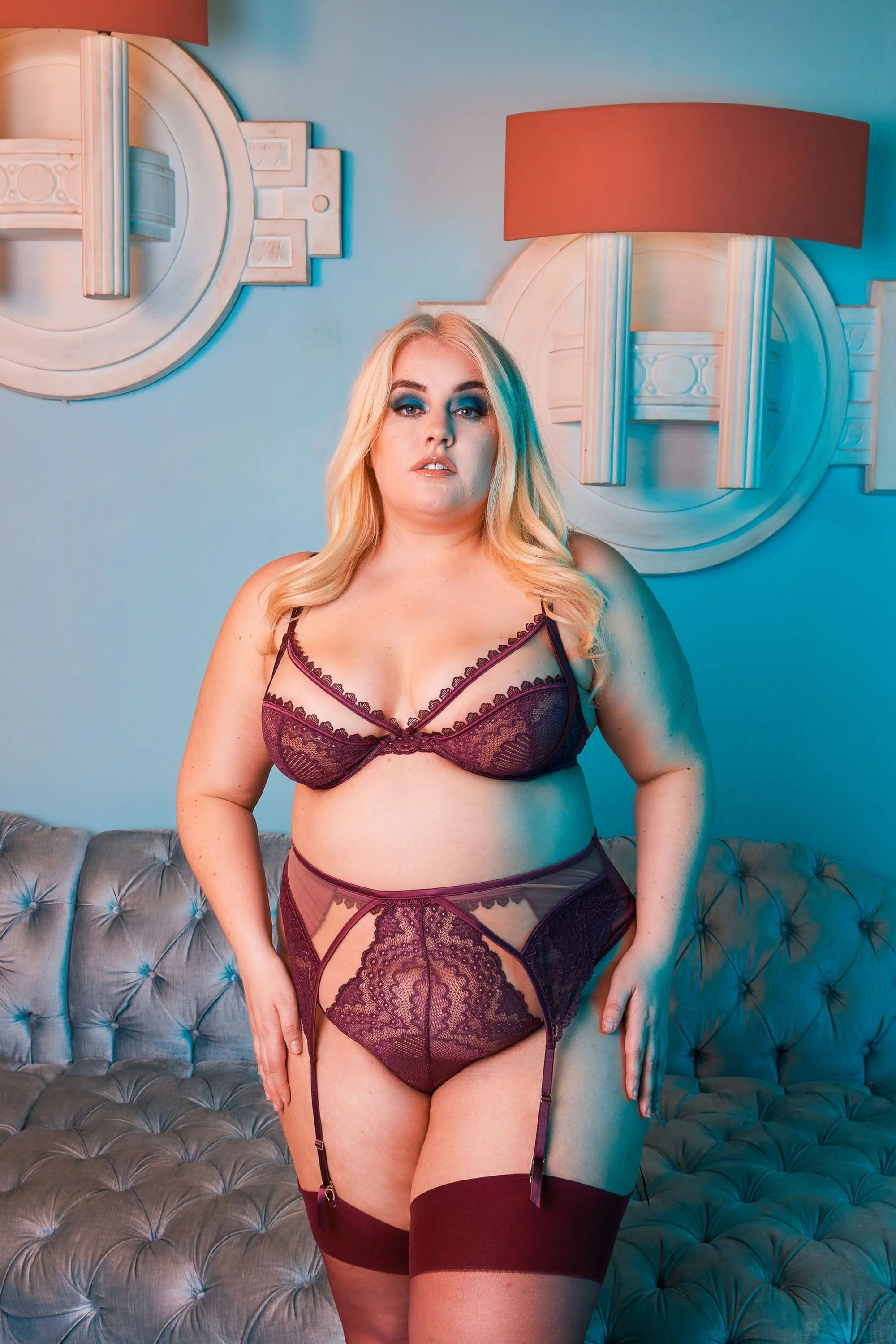 Astrid Merlot Lace And Trim Cut Out Suspender - Image 6