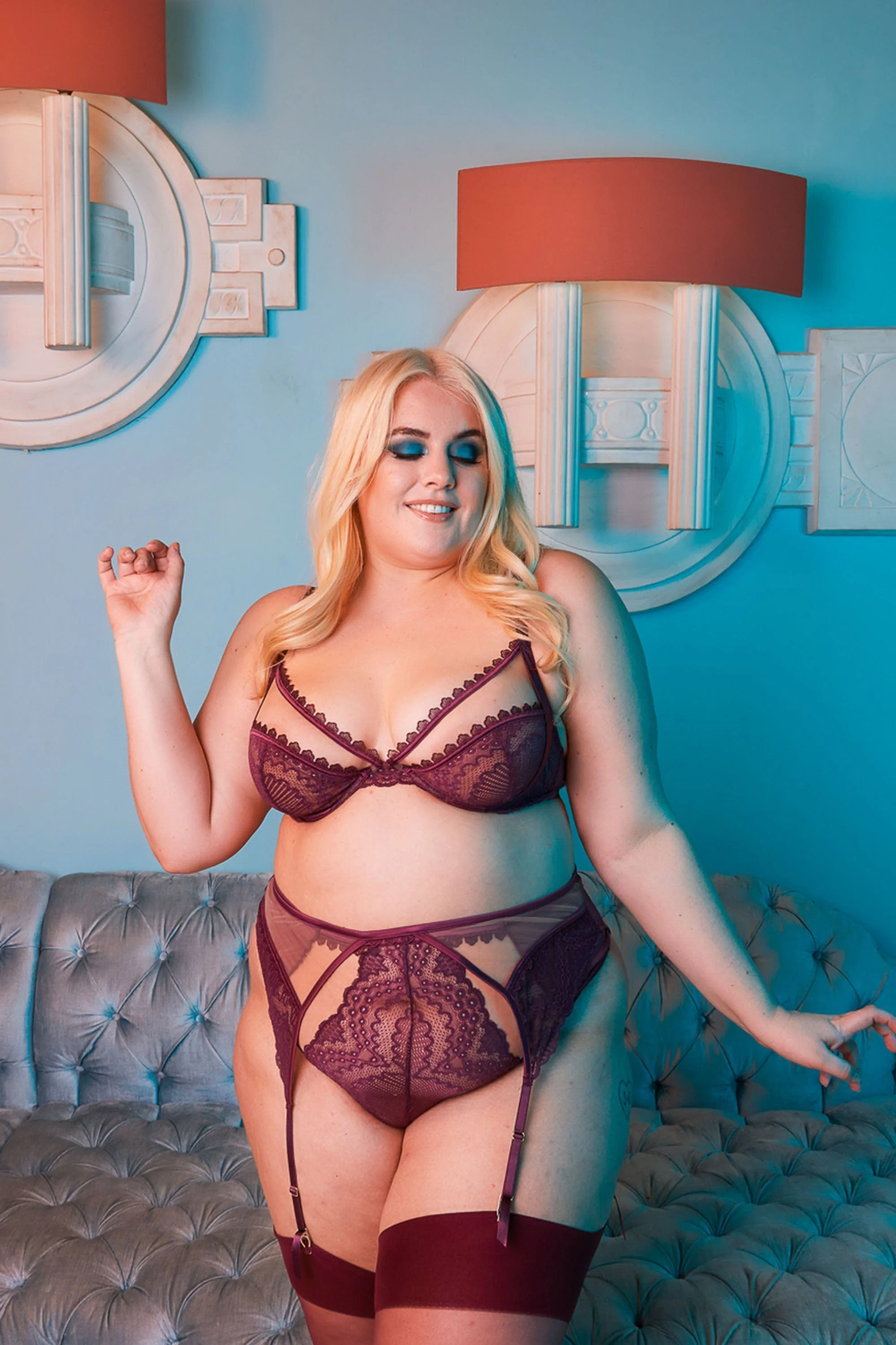 Astrid Merlot Lace And Trim High Waisted Brief - Image 4