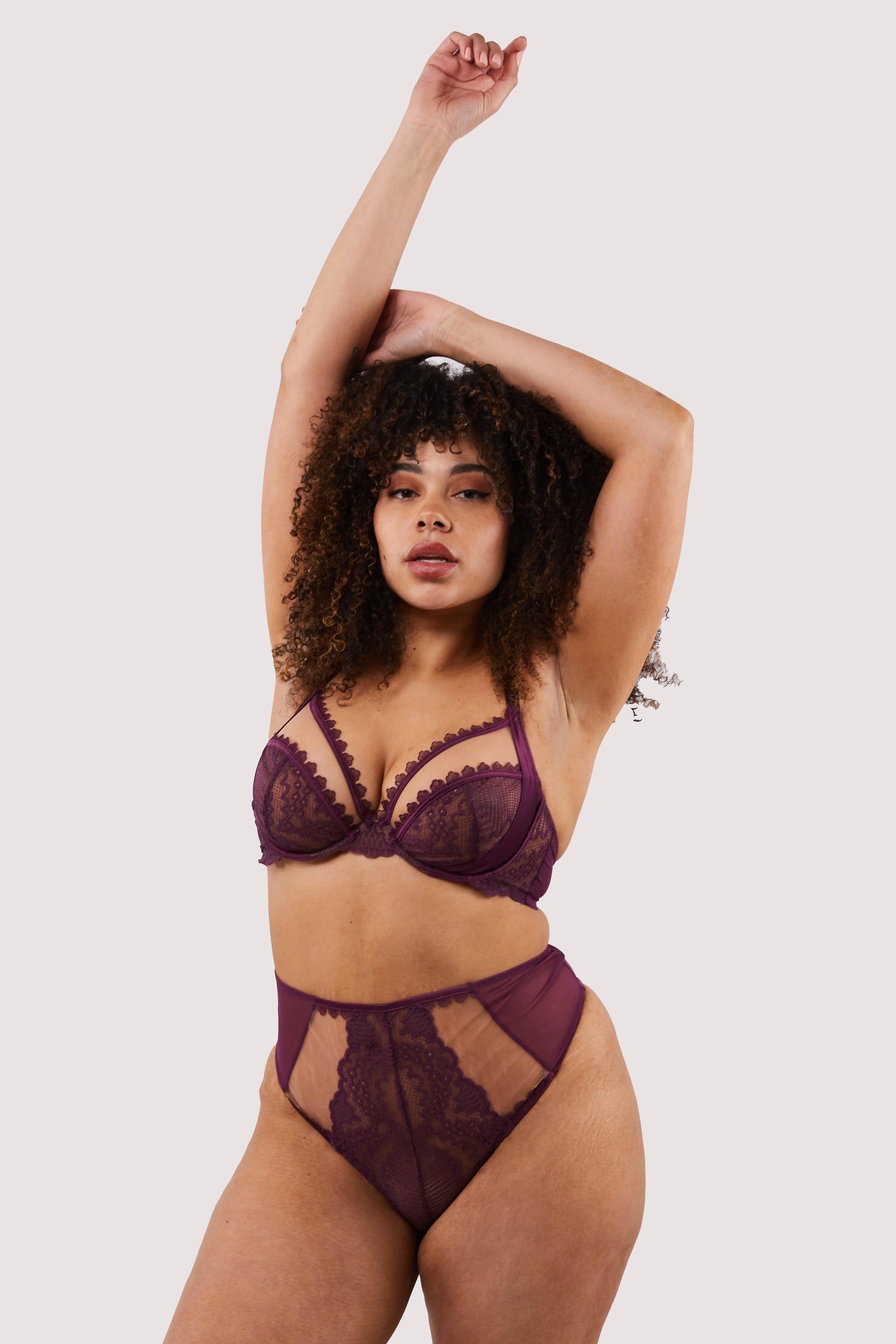 Astrid Merlot Lace And Trim High Waisted Brief - Image 7