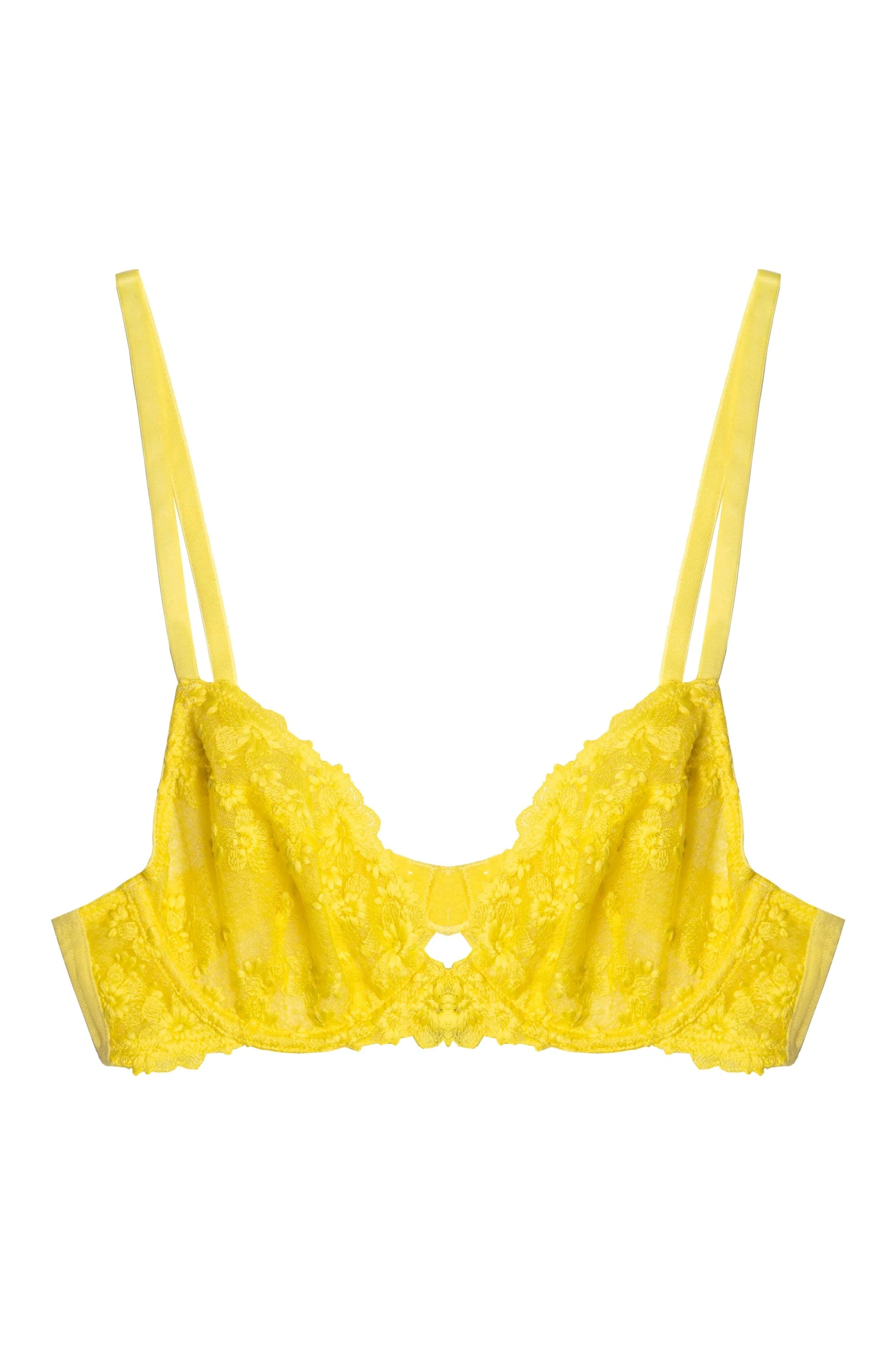 Audre Yellow Embroidery Plunge Bra - Image 9