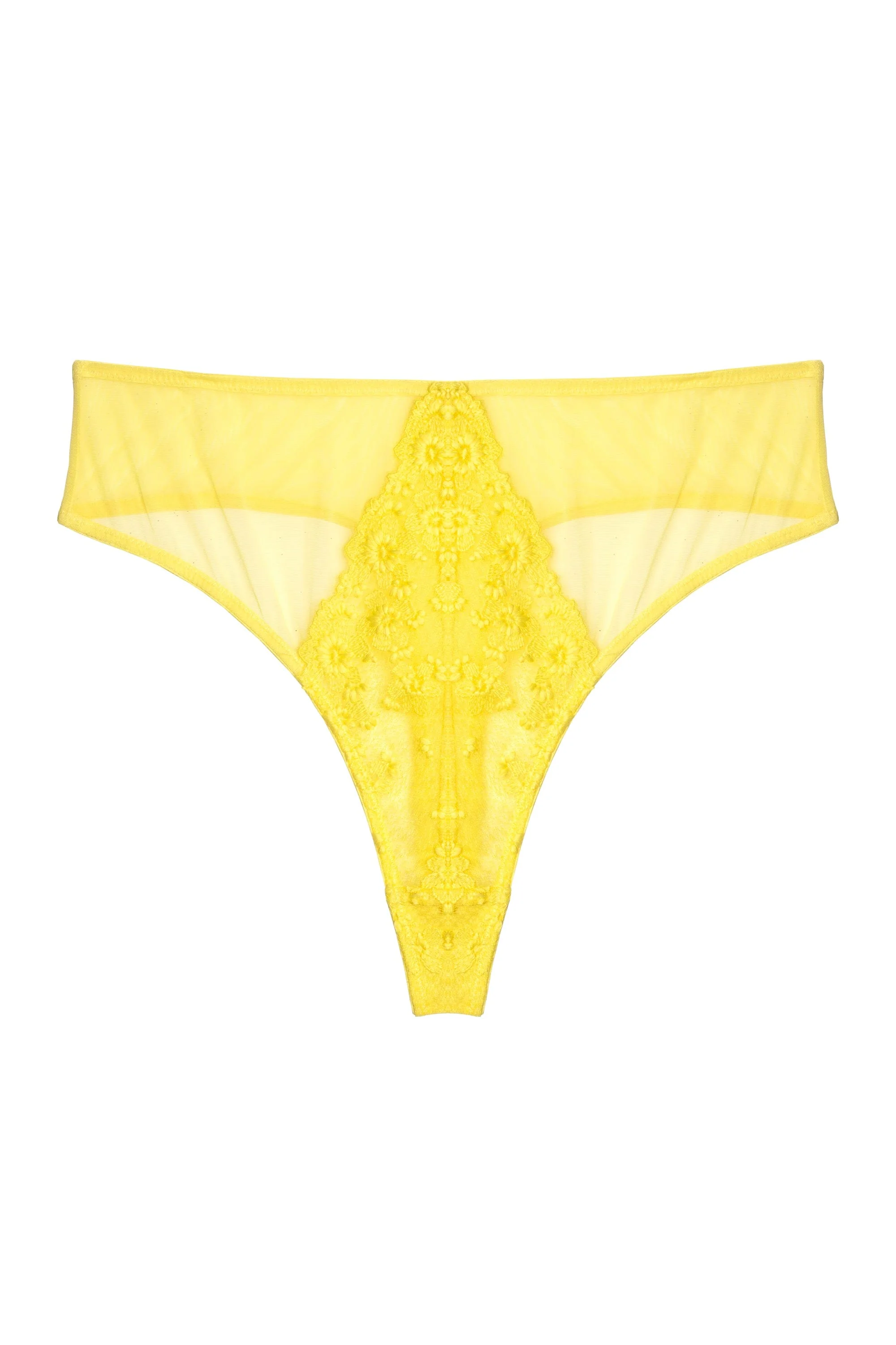 Audre Yellow Embroidery High Waisted Thong - Image 7