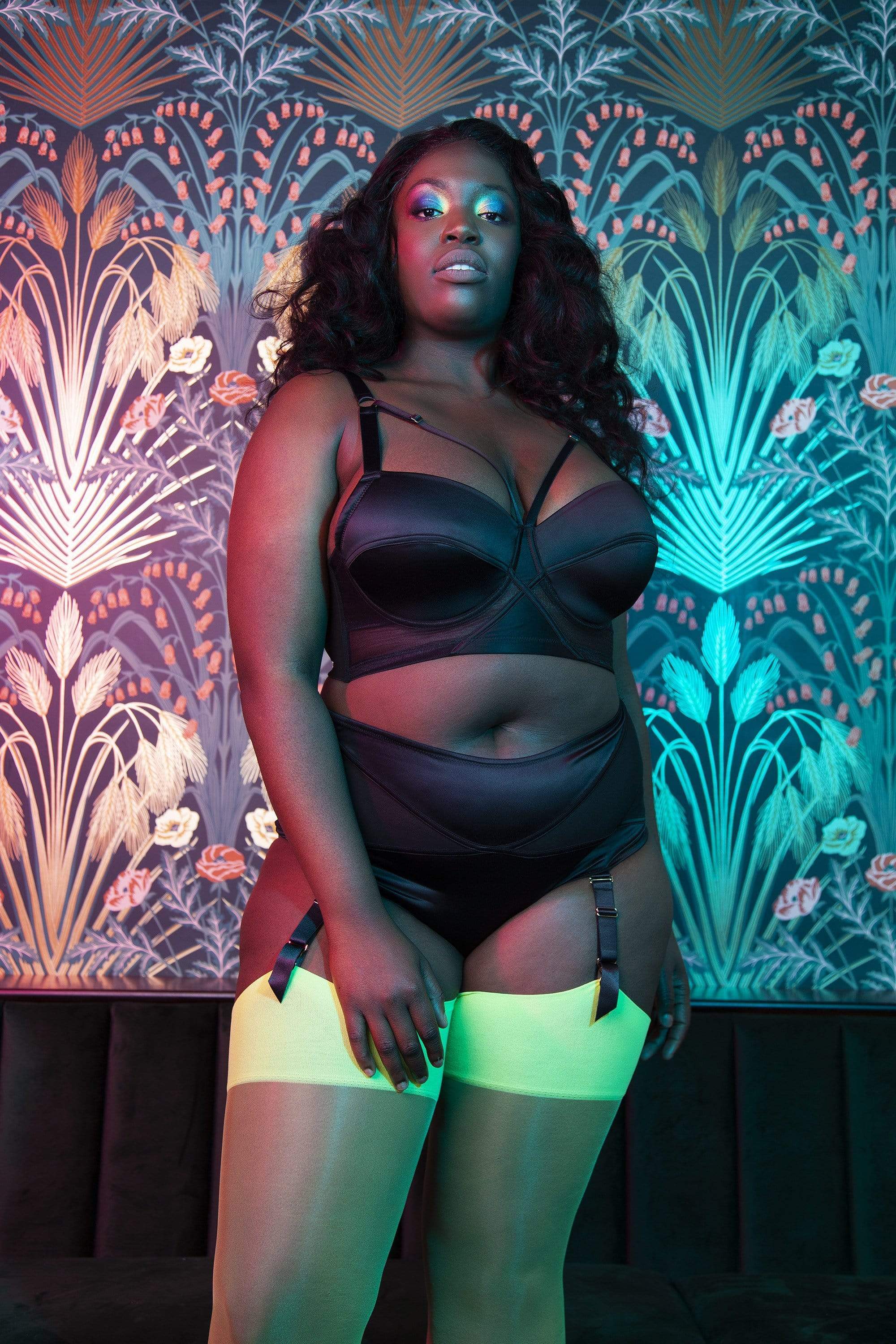 Aurora Black Mesh & Satin High Waist Brief - Image 10