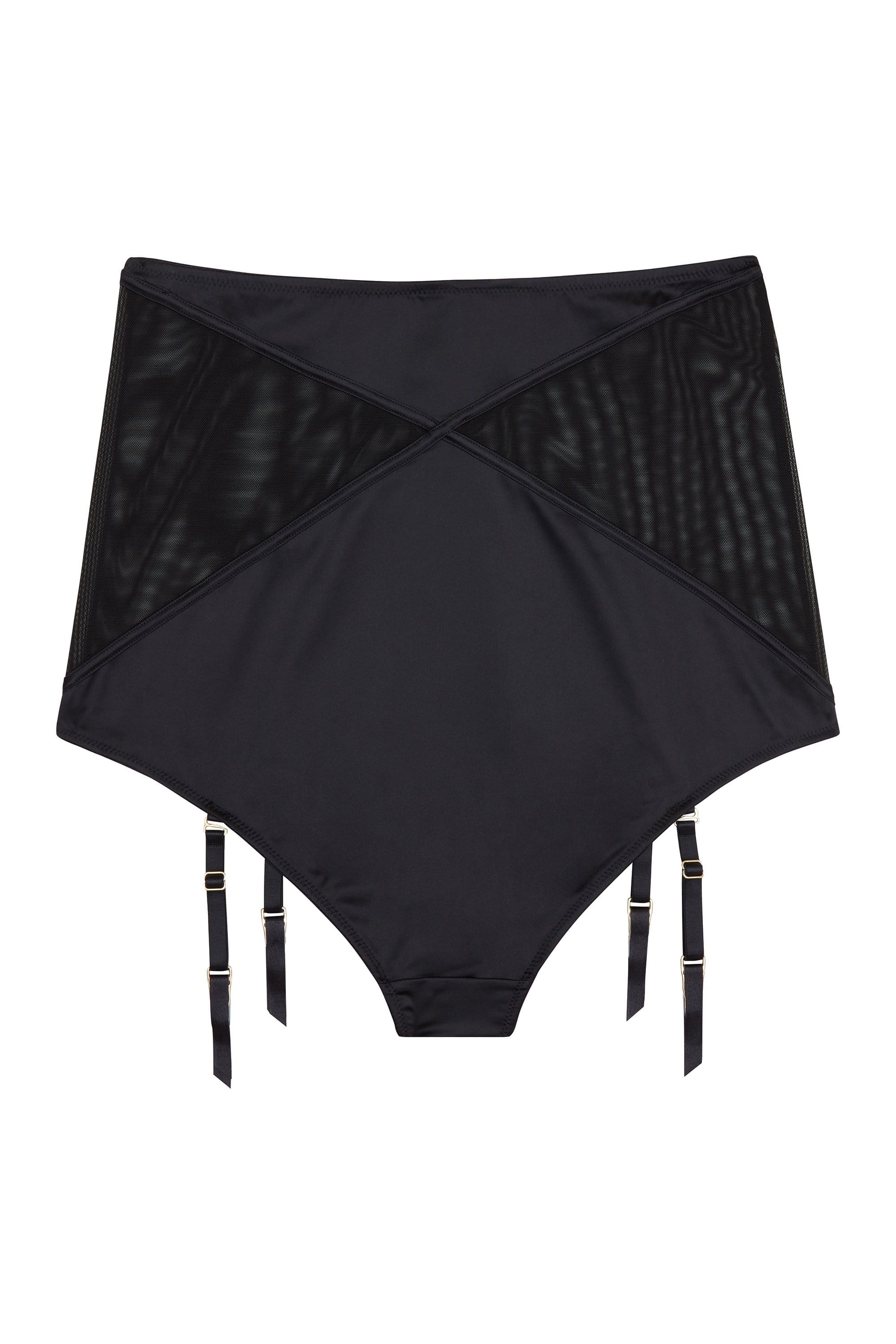 Aurora Black Mesh & Satin High Waist Brief - Image 6