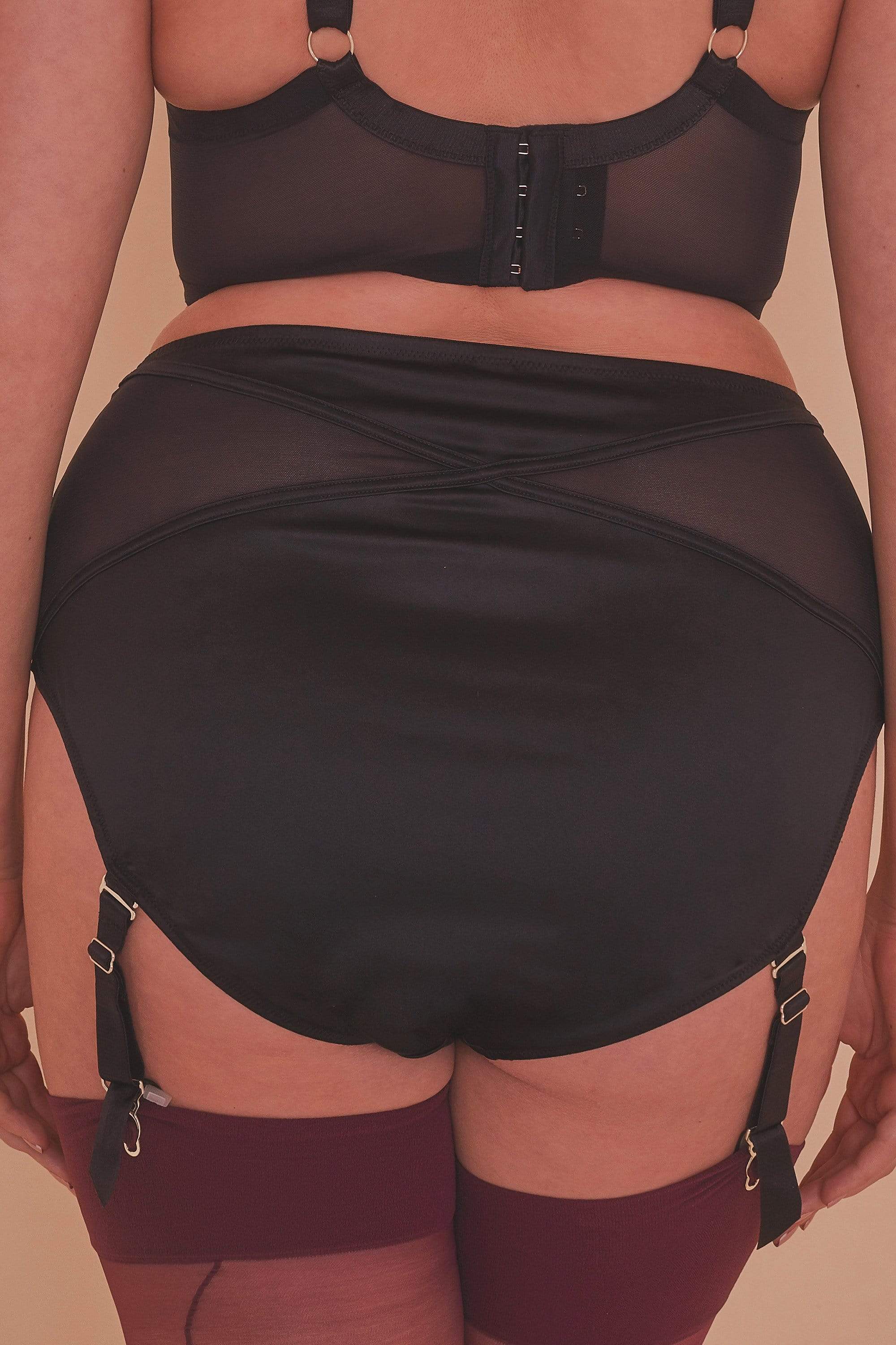 Aurora Black Mesh & Satin High Waist Brief - Image 9