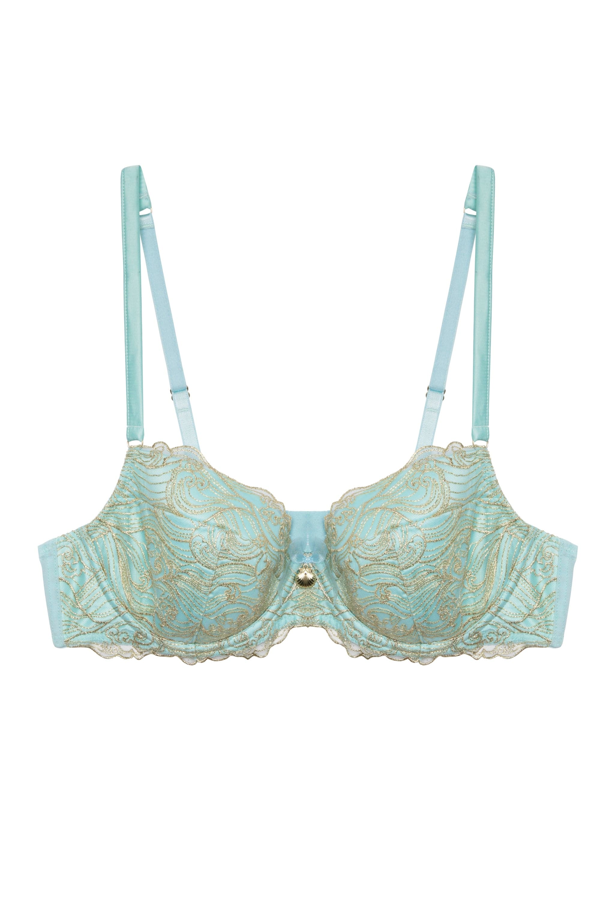 Ayaka Blue Wave Embroidery Balconette Bra - Image 6