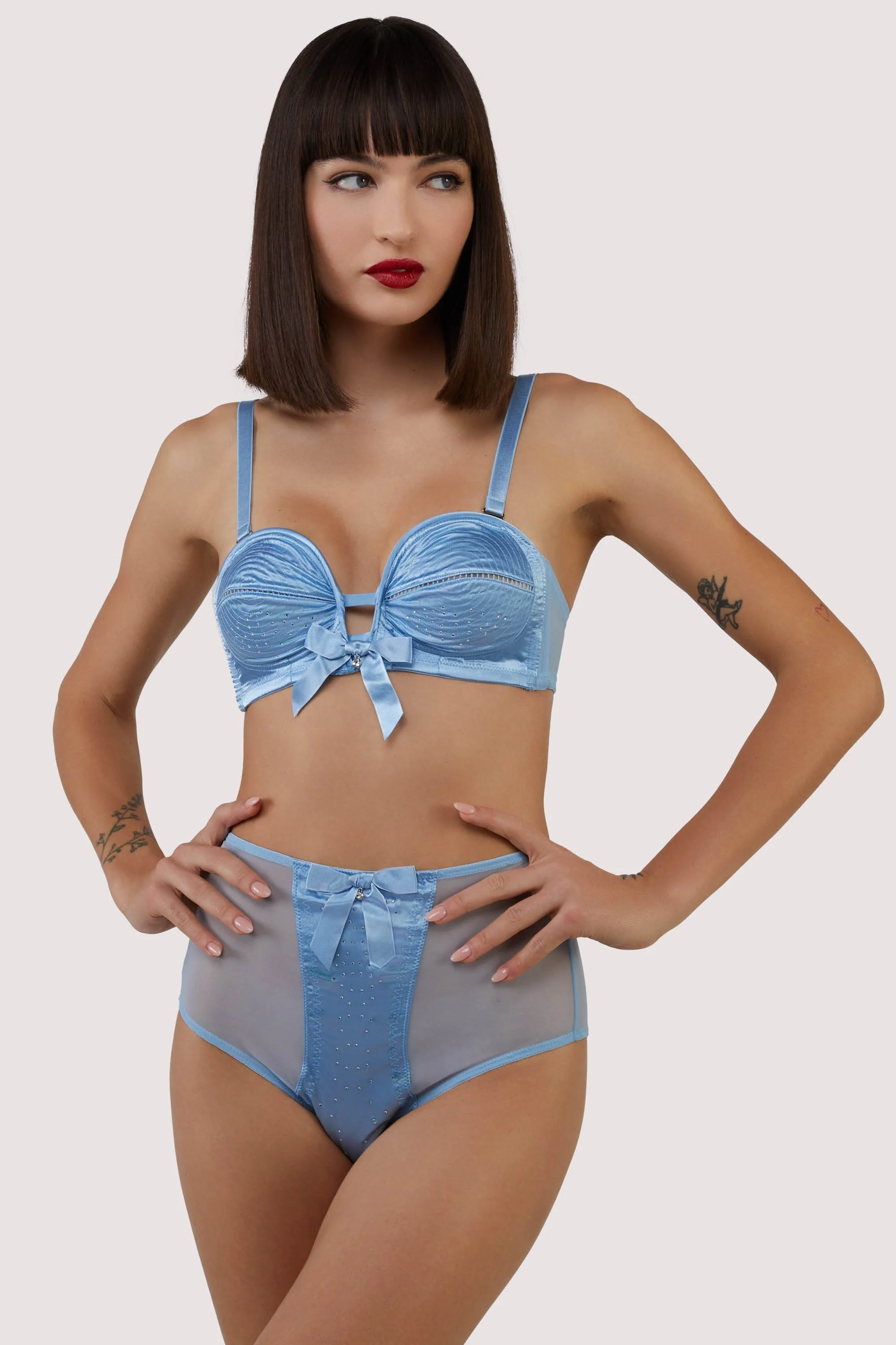 Dorothy Baby Blue DiamantÃ© High Waist Brief - Image 3