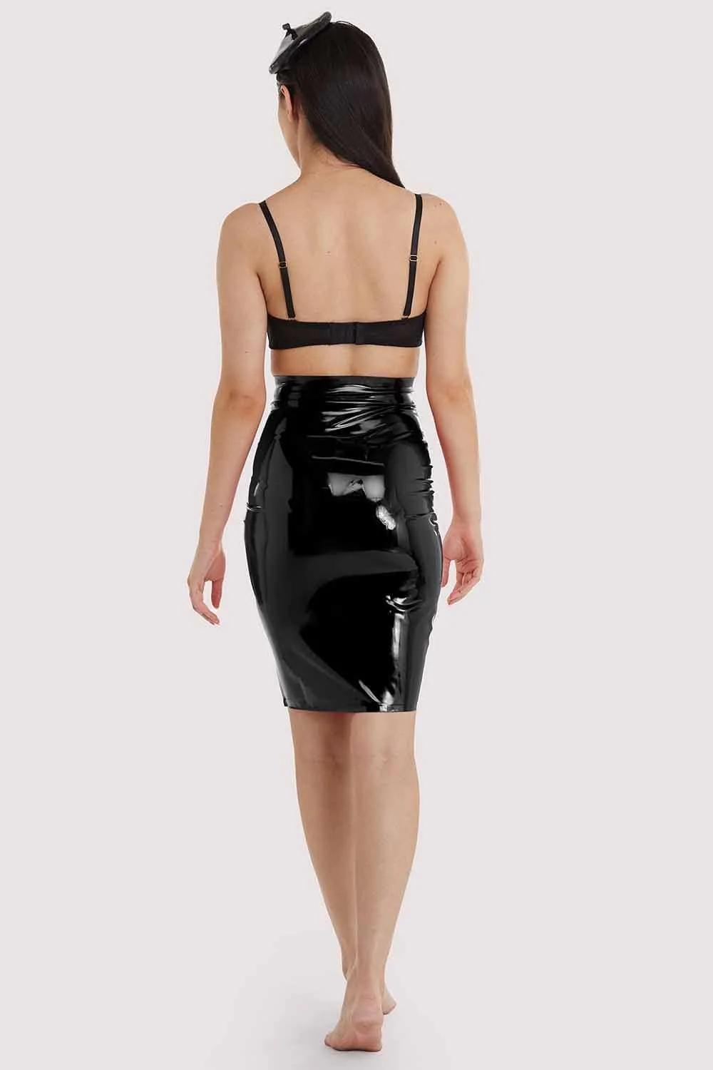 Bettie Page Black Latex Hobble Skirt - Image 4