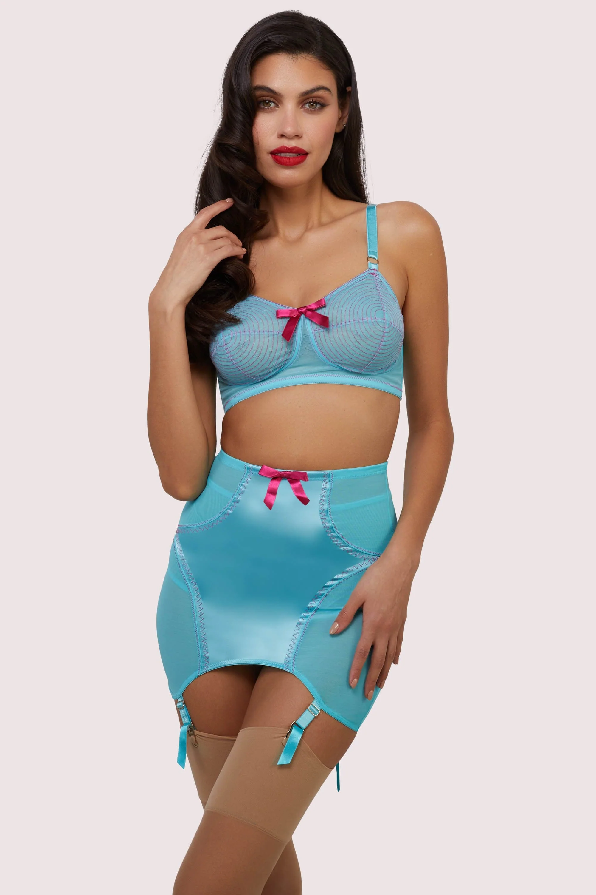 Cleo Contrast Stitch Mesh Retro Girdle - Image 3