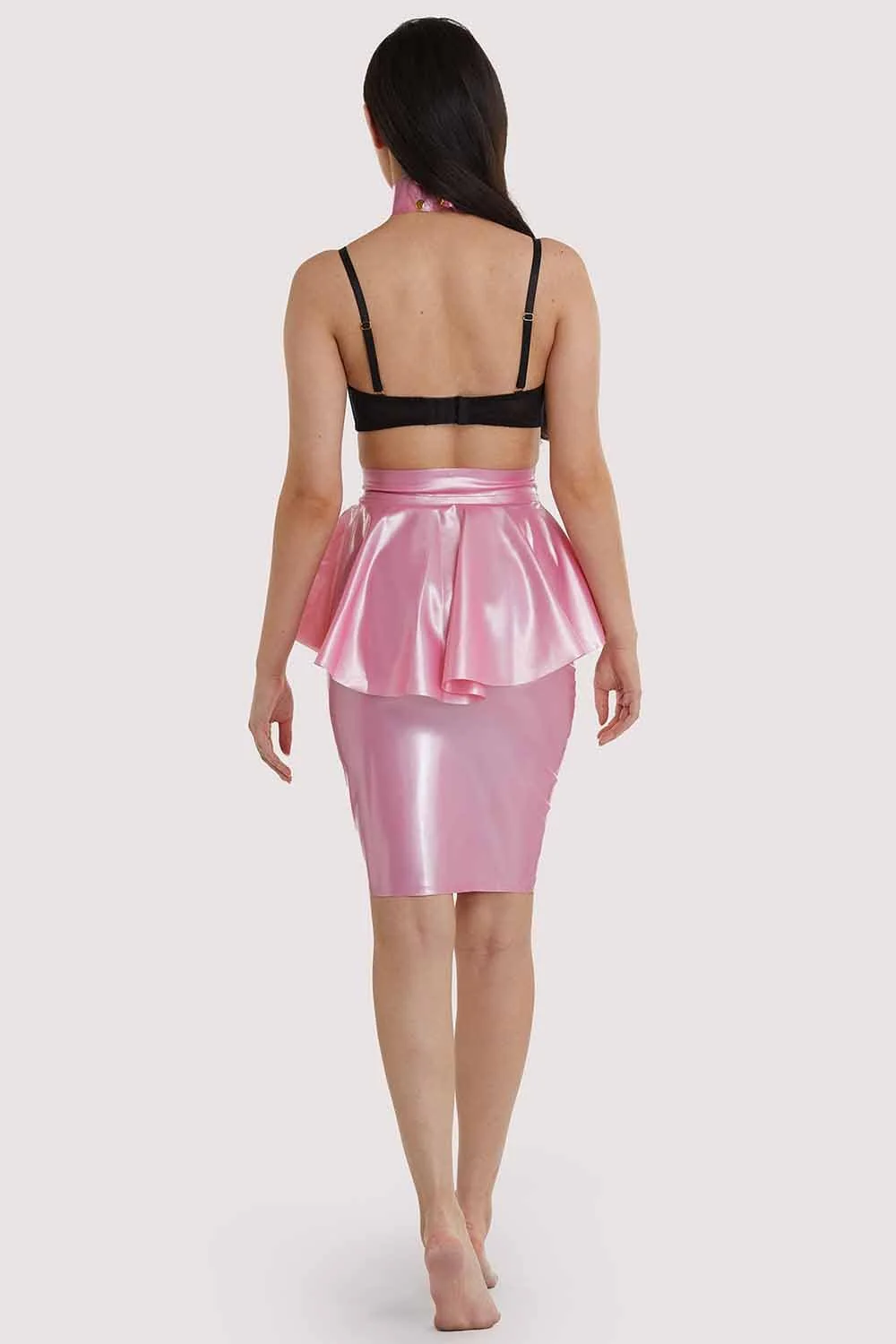 Pink Latex Peplum Ring Skirt - Image 4