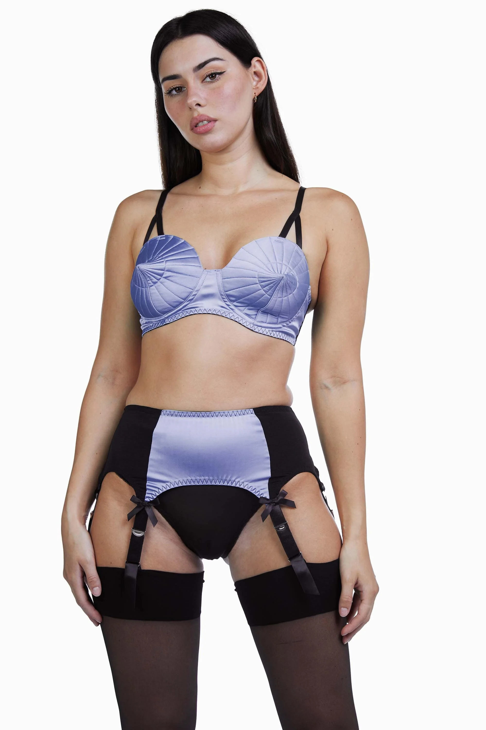 Bettie Page Lilac Classic 6 Strap Suspender Belt - Image 3