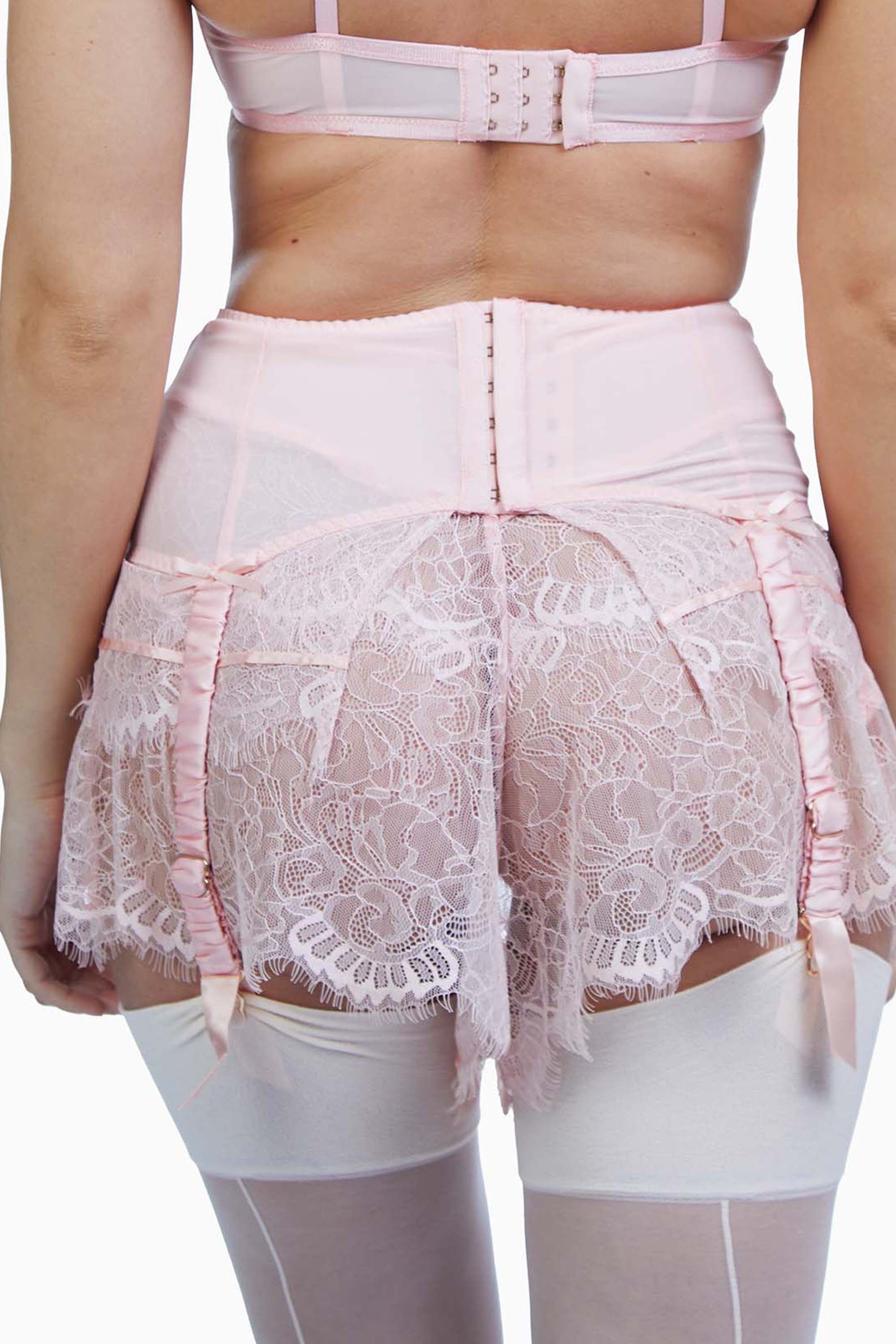 Doris Peach Embroidered Retro Suspender Belt - Image 6
