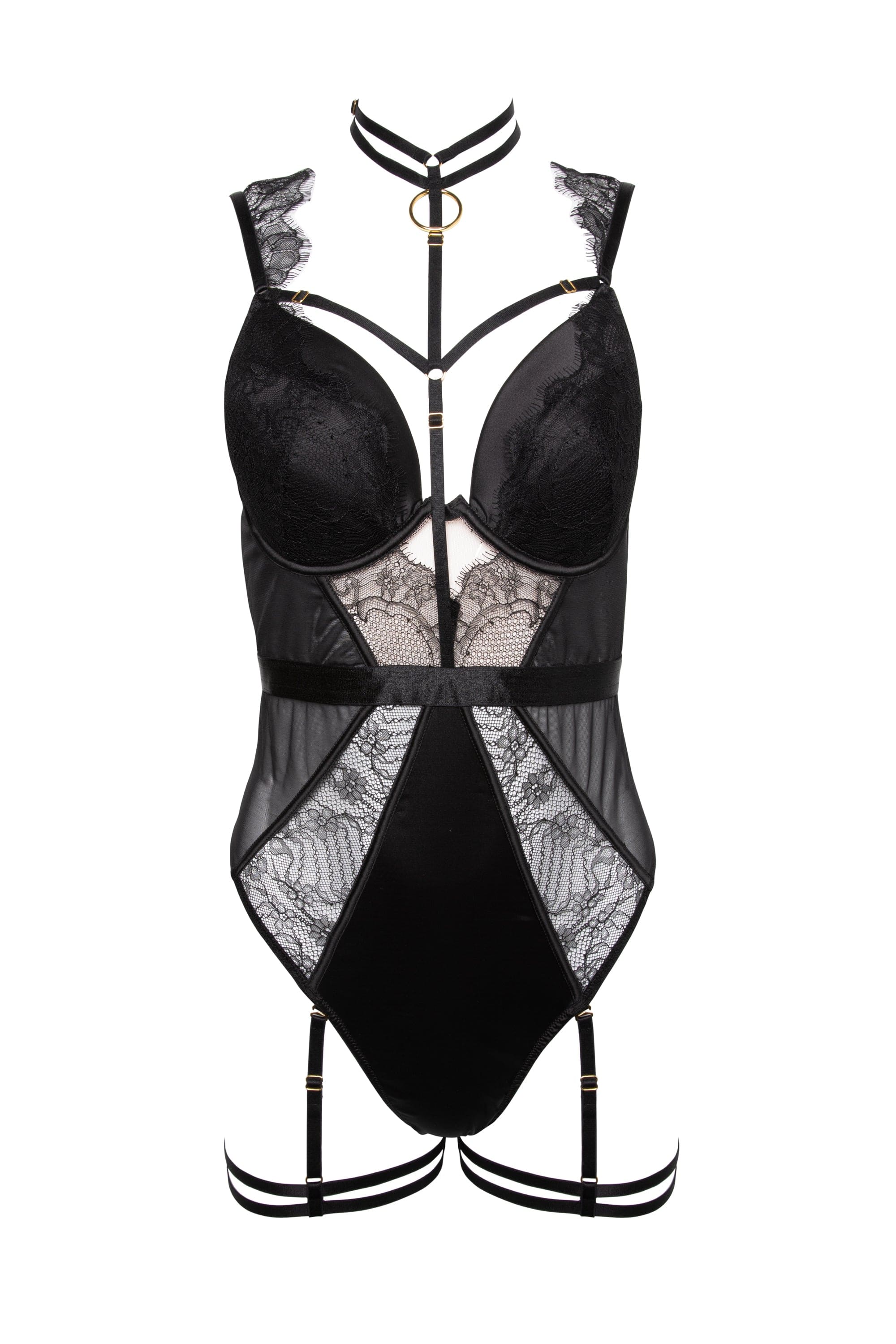 Black Number 1 Satin & Lace Wired Harness Body - Image 6