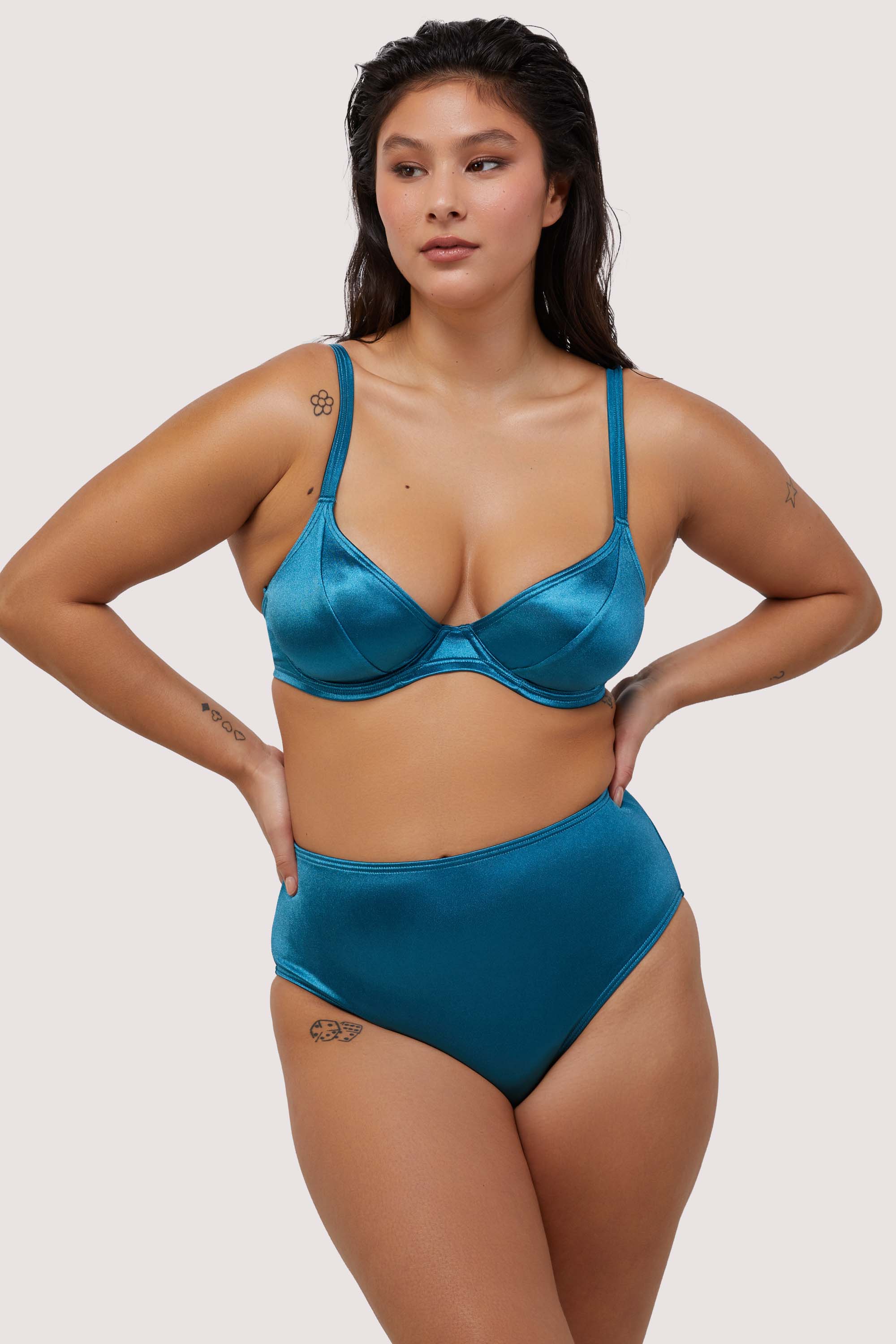 Blue Shine High Waisted Bikini Bottom - Image 3
