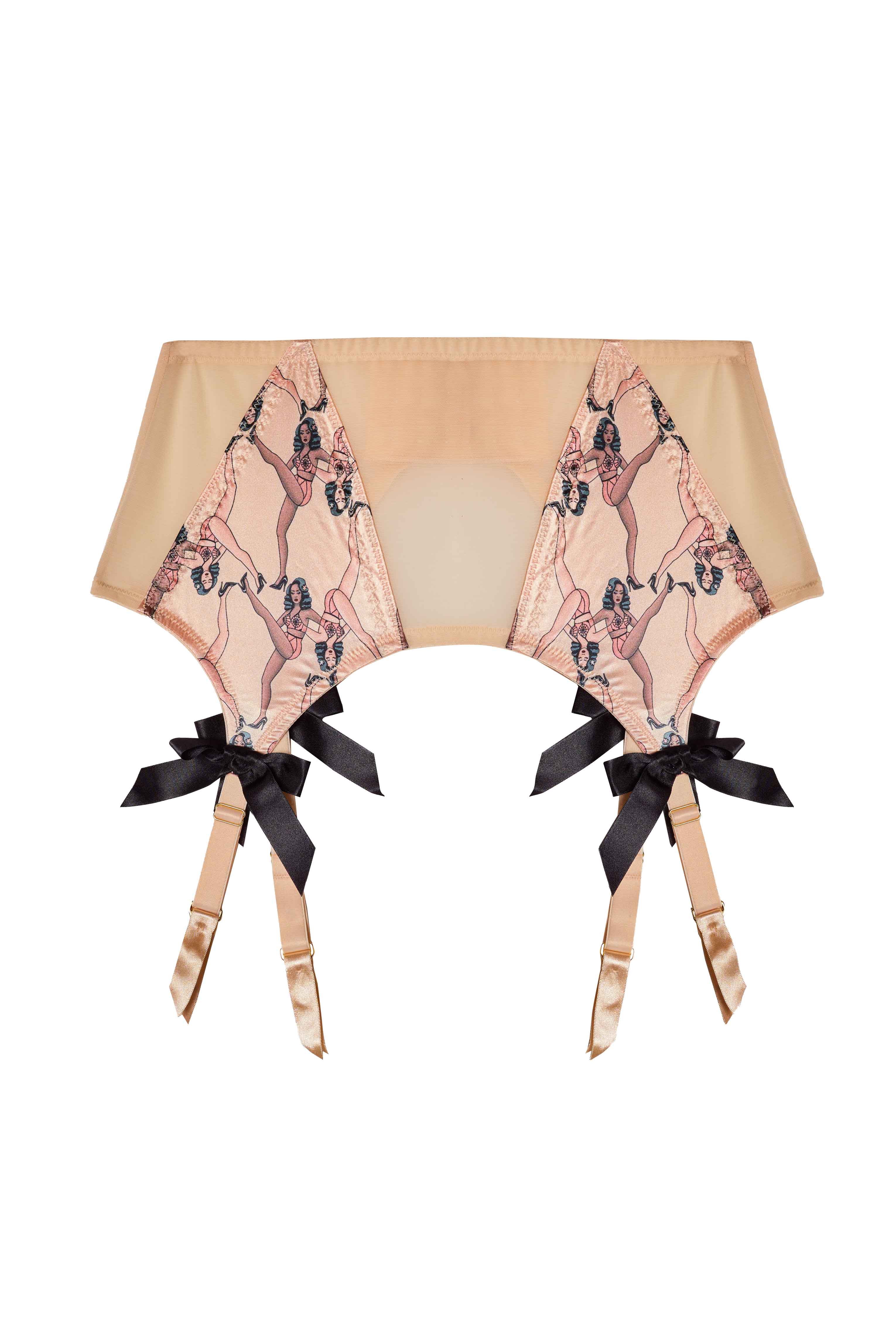 Showgirl 4 Straps Stitch Pink Suspender Belt - Image 5