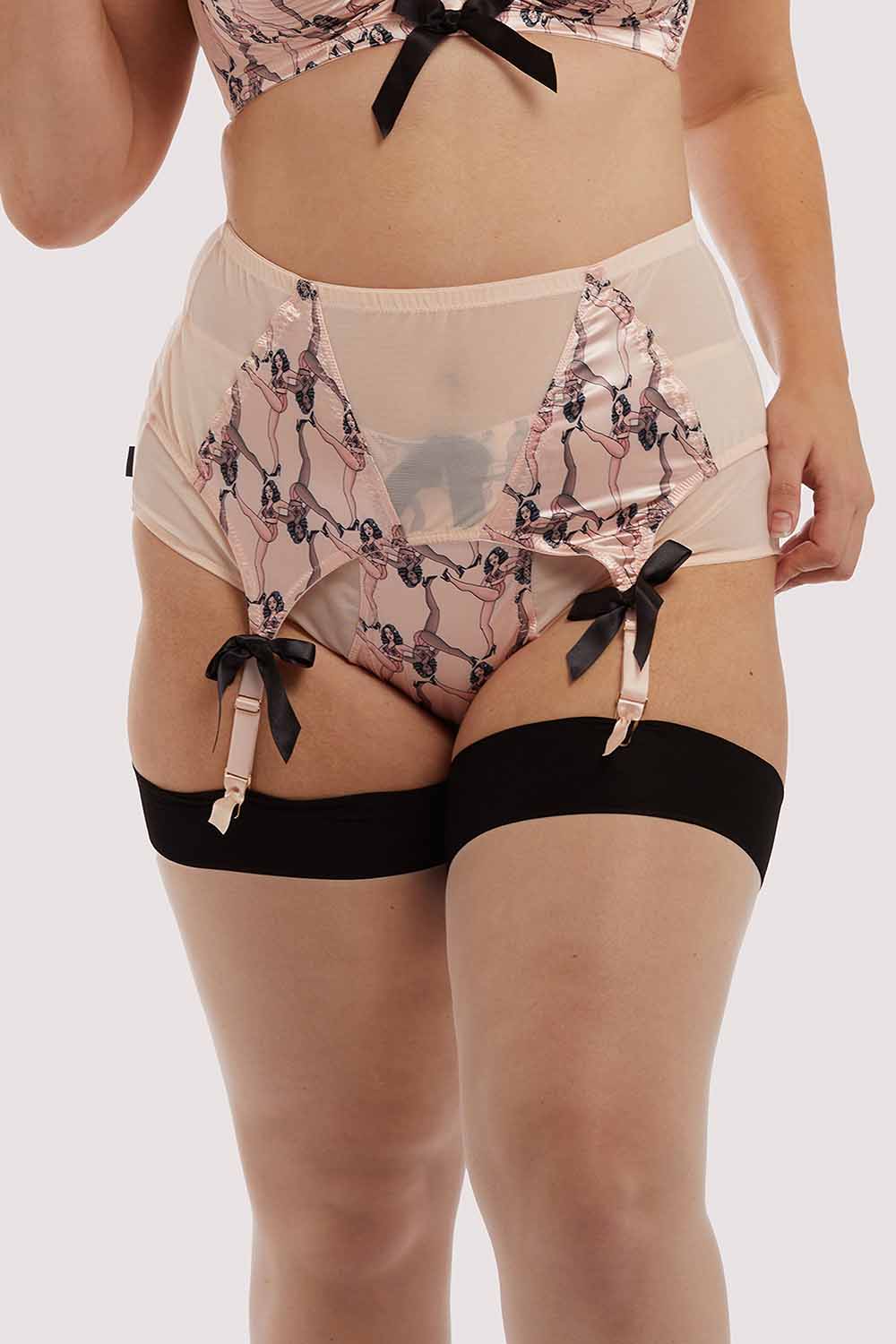 Showgirl 4 Straps Stitch Pink Suspender Belt - Image 6